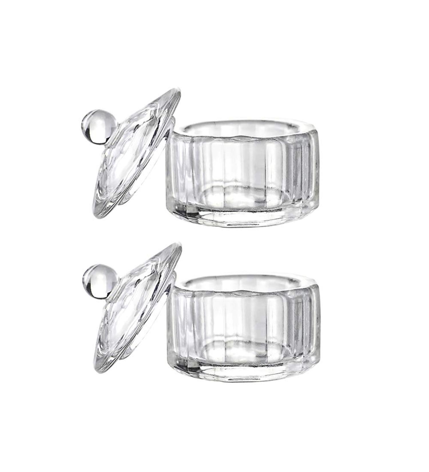 JIHUOO 2 Pieces Clear Dappen Glass Nail Art Cup - Premium Liquid Powder Dish with Lid for Perfect Nail Design - Buy Online on GoSupps.com