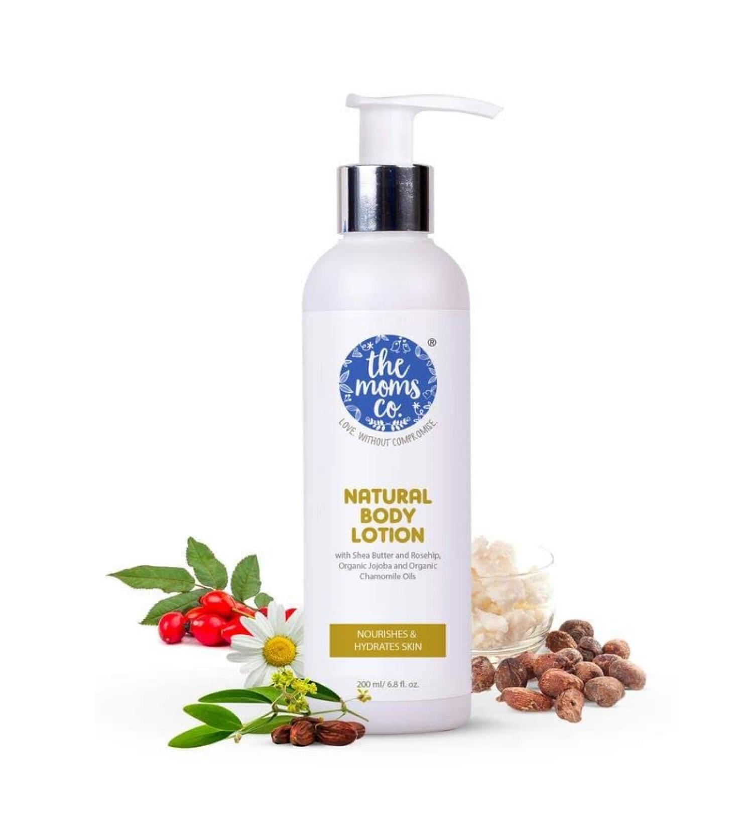 The Moms Co. Natural Body Lotion | Deeply nourishes and moisturizes the skin | Shea Butter Rosehip Oil Organic Chamomile and Jojoba Oils 200ml - Buy Online on GoSupps.com