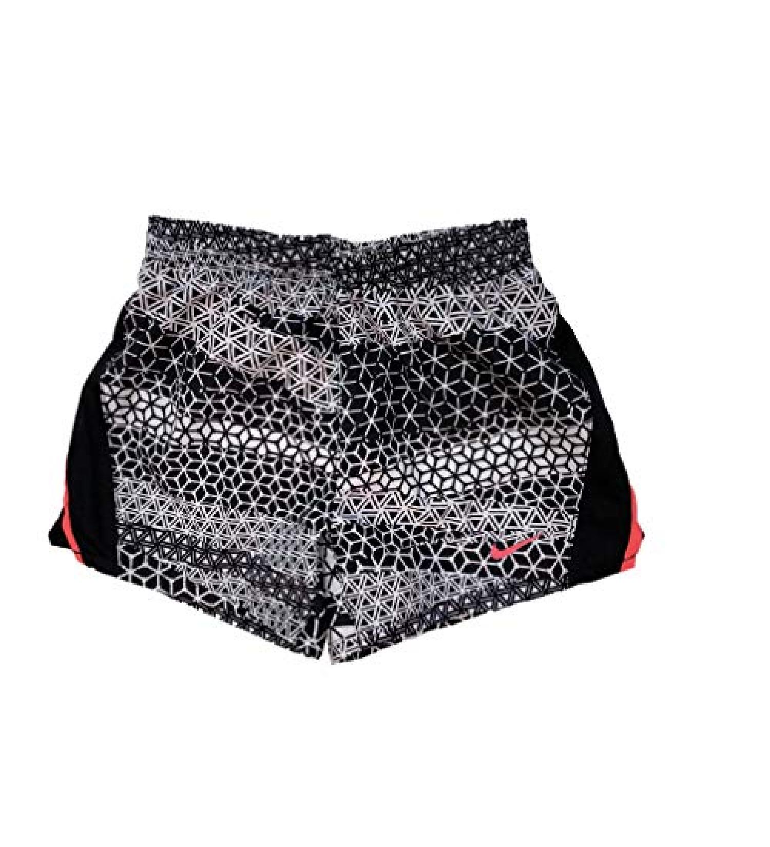 Nike Girls Dri-Fit Logo Printed Tempo Running Shorts Black(36d466-023)/Pink 6X