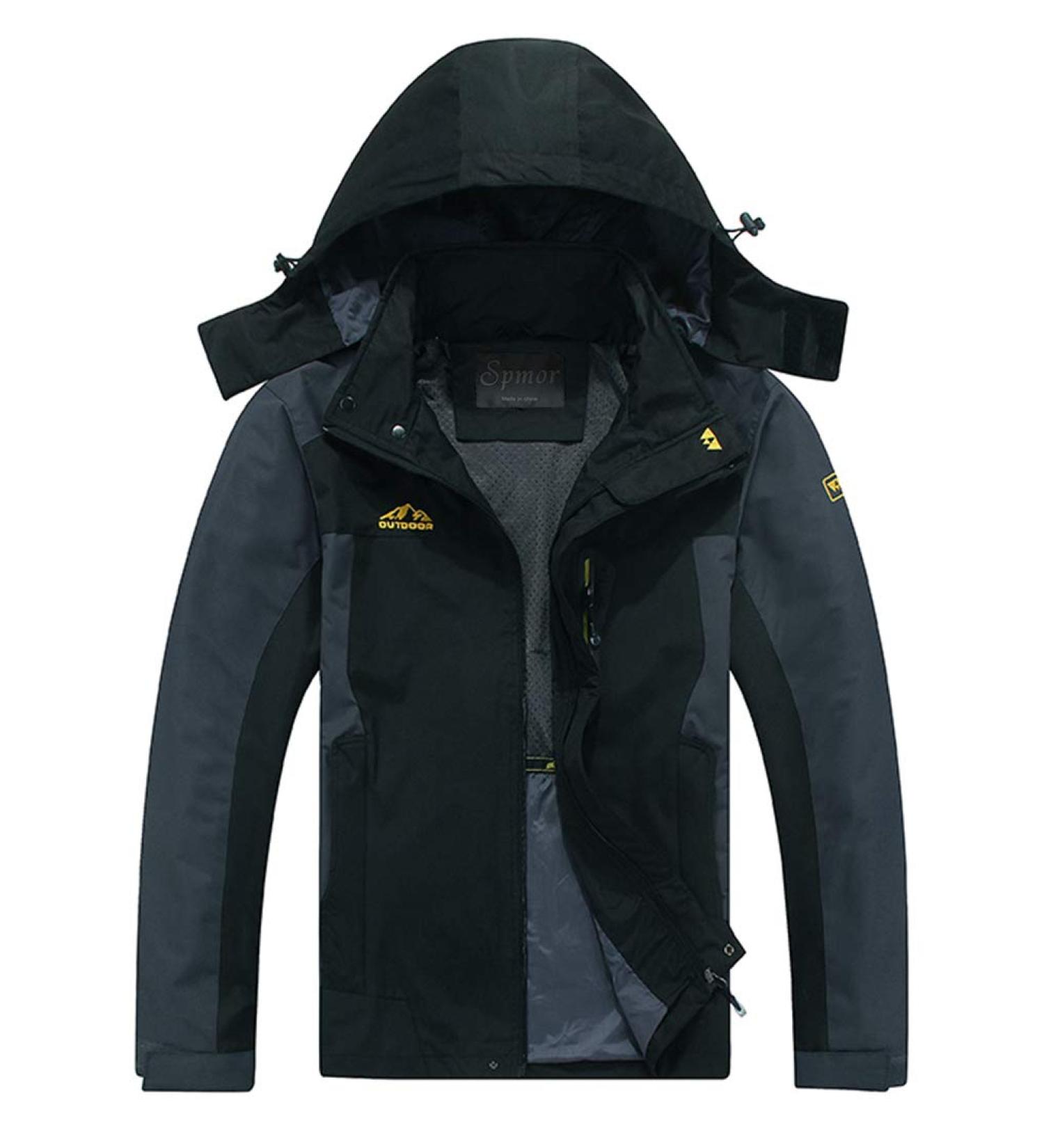 Spmor Men's Outdoor Waterproof Hooded Windproof Jacket - Black, Medium - Buy Online on GoSupps.com