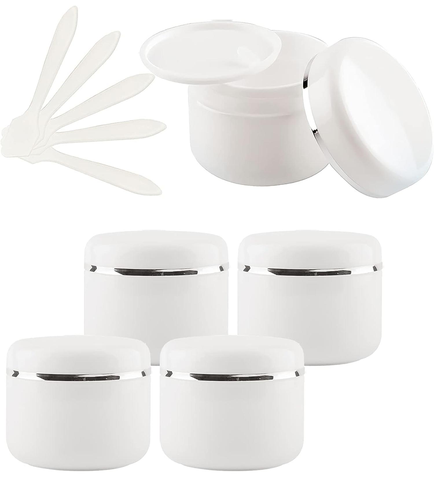 empty jars with lids cosmetic jar B0CL9KHDNF5 PC 150ml White Empty Plastic Cosmetic Jars with Screw Lid with Silver Ribbon 150g Small Storage Pot Containers for Homemade Salve  5X Spatula (Color : B - Buy Online on GoSupps.com