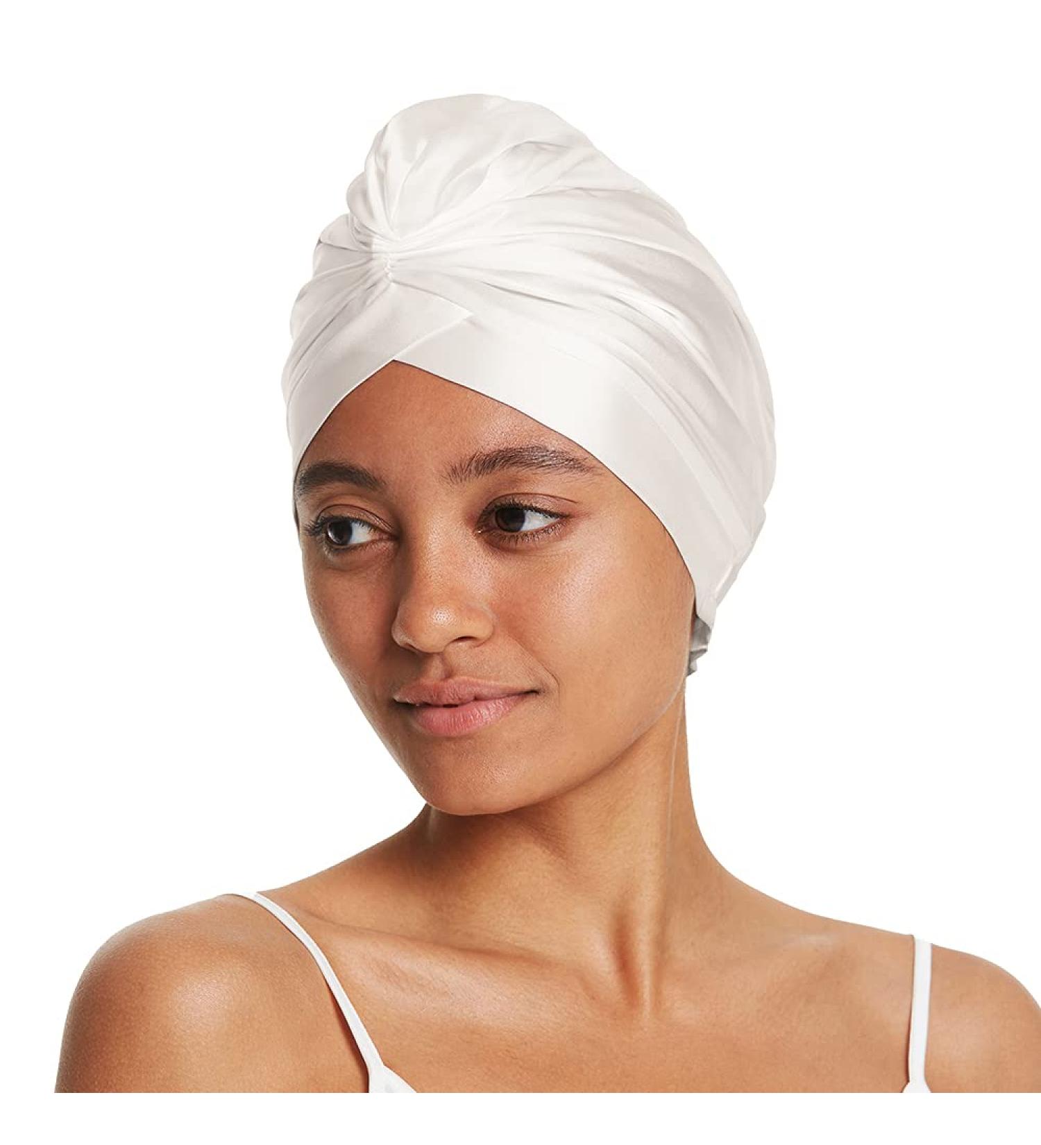 Lilysilk 100% Mulberry Silk Sleep Cap for Curly Hair - 19 Momme Bonnet for Women - Natural White Night Headgear with Elastic Band - Buy Online on GoSupps.com