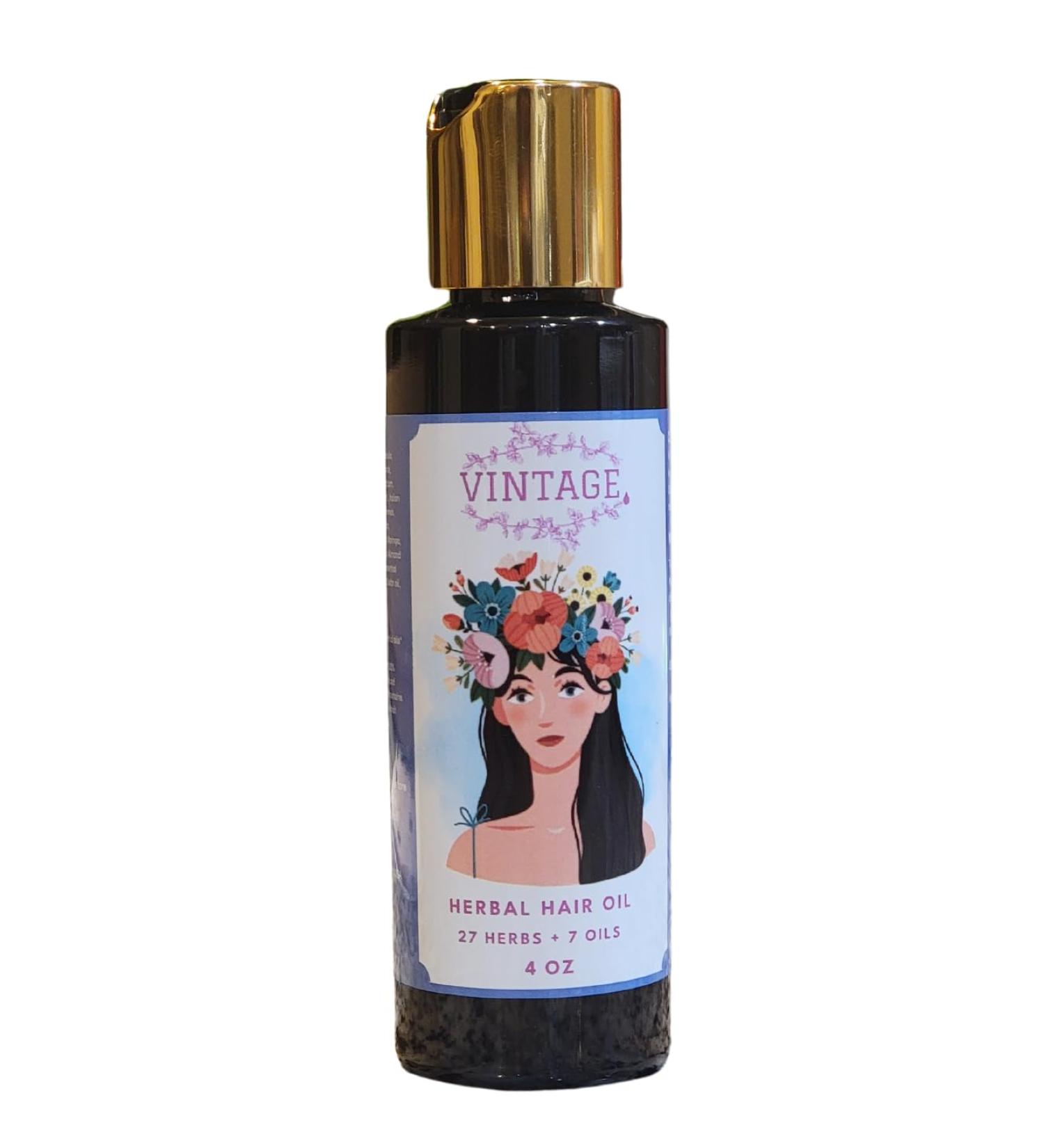 Herbal Hair Oil - 100% Pure Ayurvedic Solution for Hair Fall Grey Hair & Dandruff - 27 Herbs & 7 Oils - 4 OZ - Made in USA - Buy Online on GoSupps.com