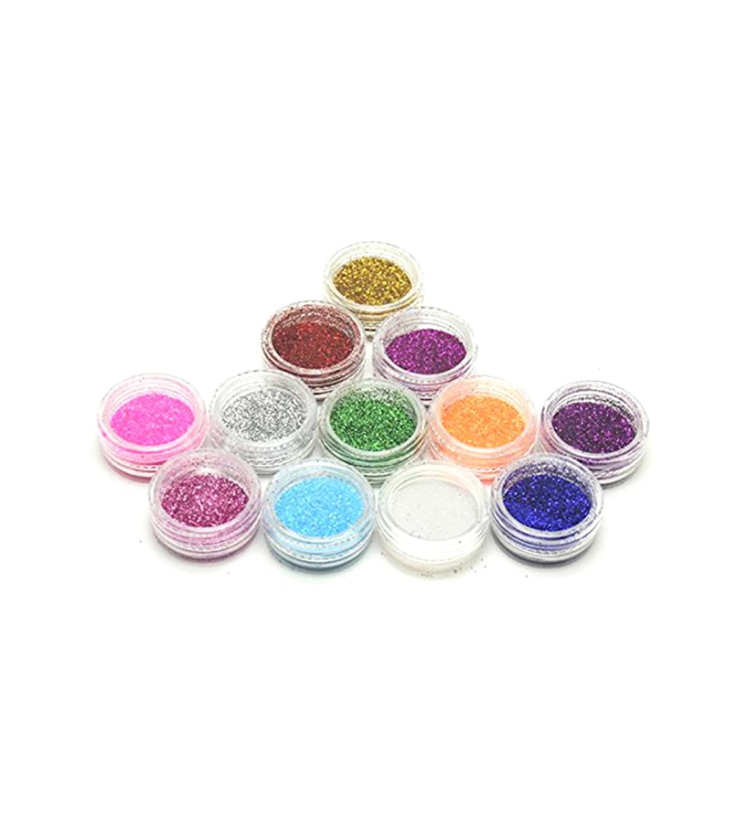 12 Mix Color Glitter Powder Dust Nail Art Acrylic Glitter Powder Nail Tips Decoration DIY Nail Art Pigment Glitter Dust Powder Set - Buy Online on GoSupps.com