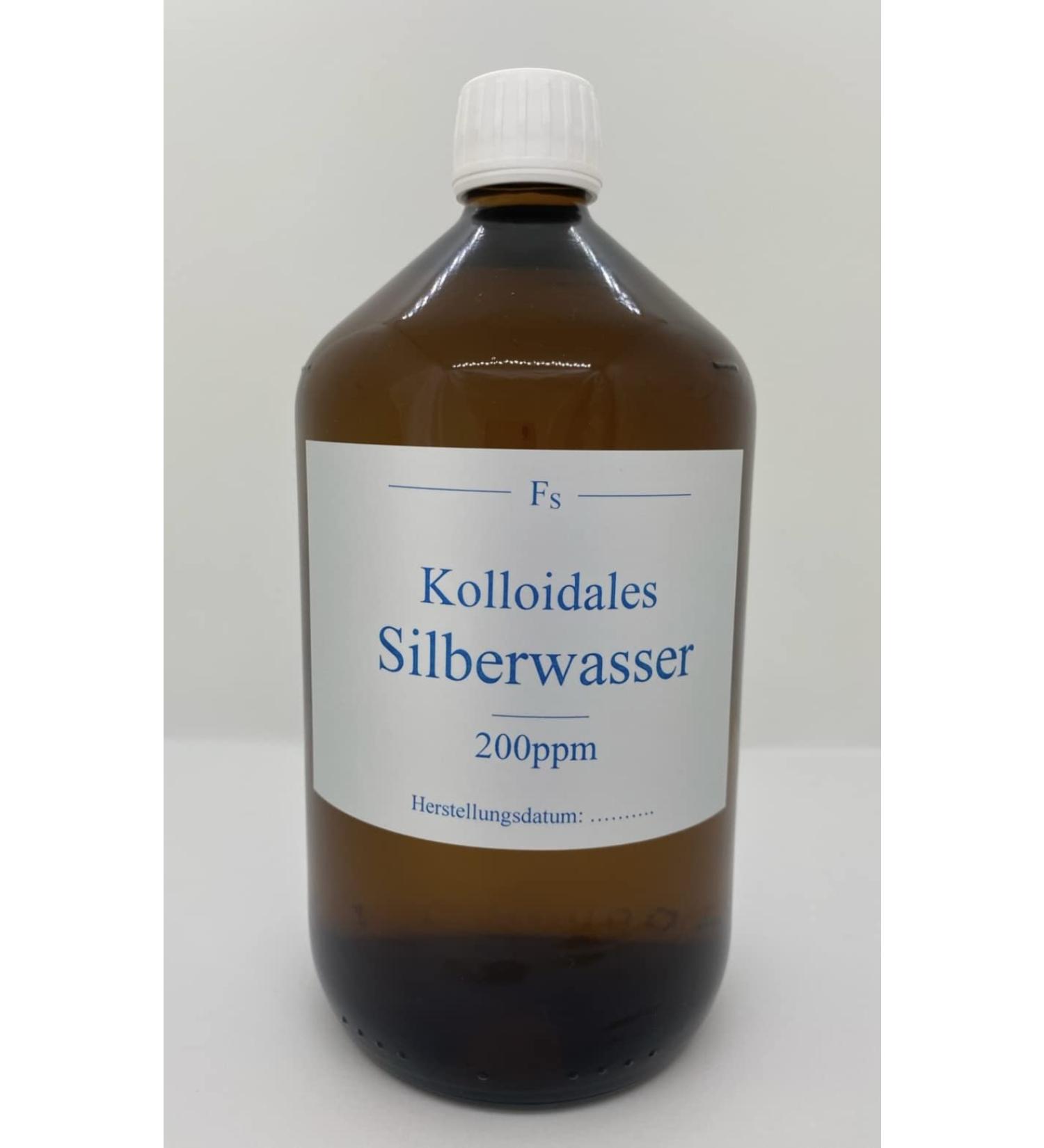 Colloidal Silver Water 1L - Highly Pure 200 PPM - Fresh & Premium Quality in Glass Bottle - International Shipping Available - Buy Online on GoSupps.com