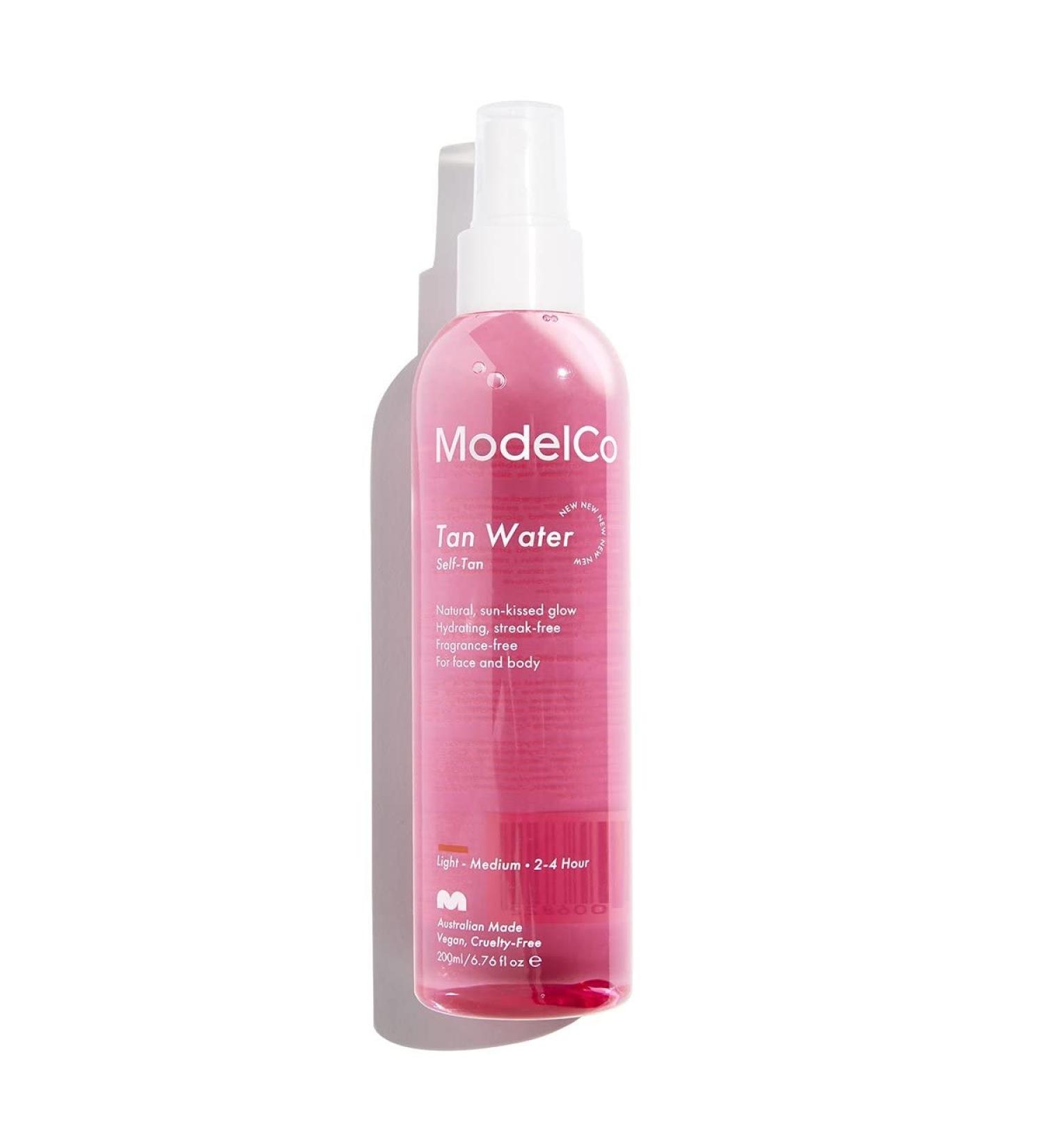 ModelCo Tanning Water - Self-Tan Body Spray - Hydrating Golden Tan - No Stains or Clogged Pores - 6.76 fl oz - Buy Online on GoSupps.com