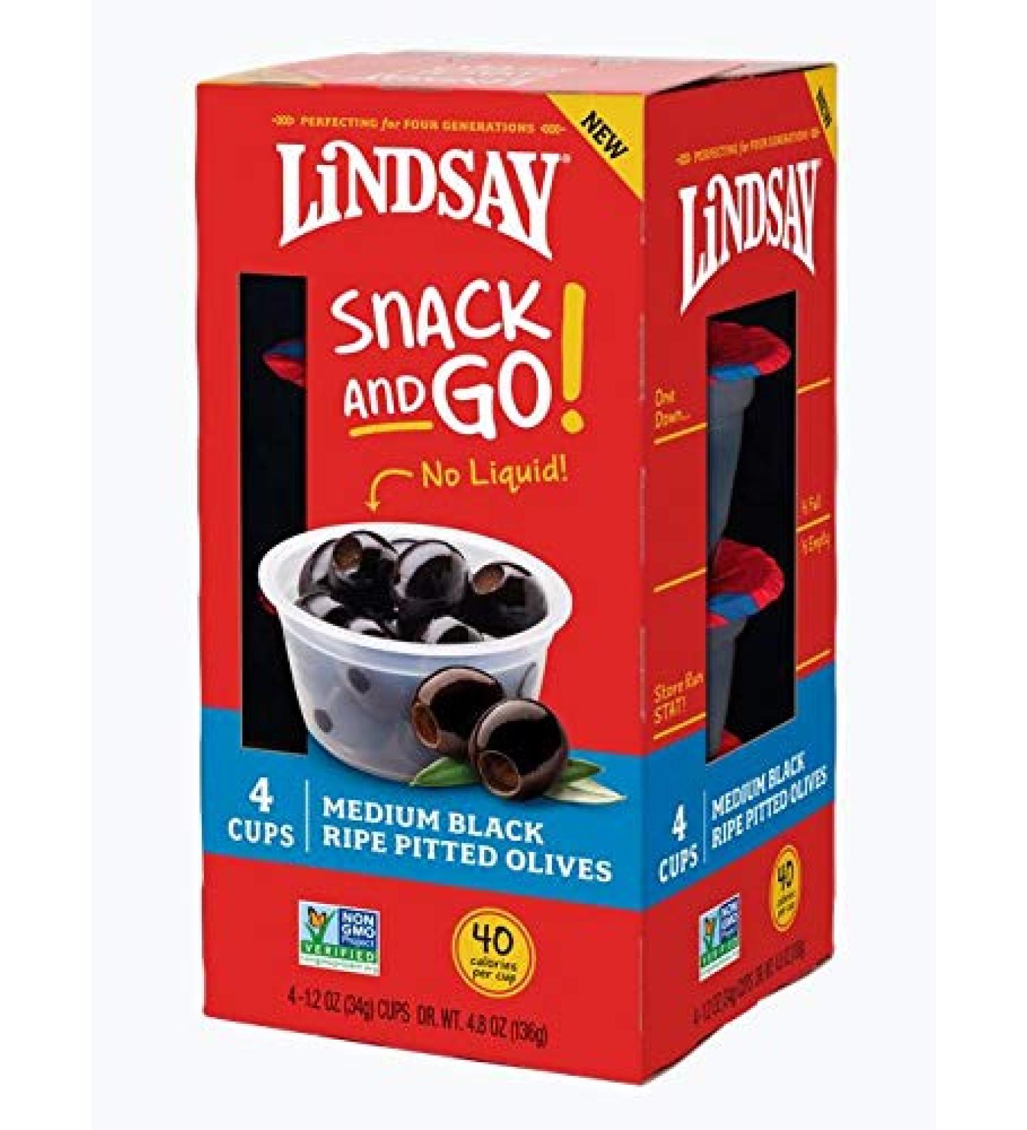Lindsay Snack and Go! Medium Black Ripe Pitted Olive Cups 4 Pack - Case of 4 - Buy Online on GoSupps.com