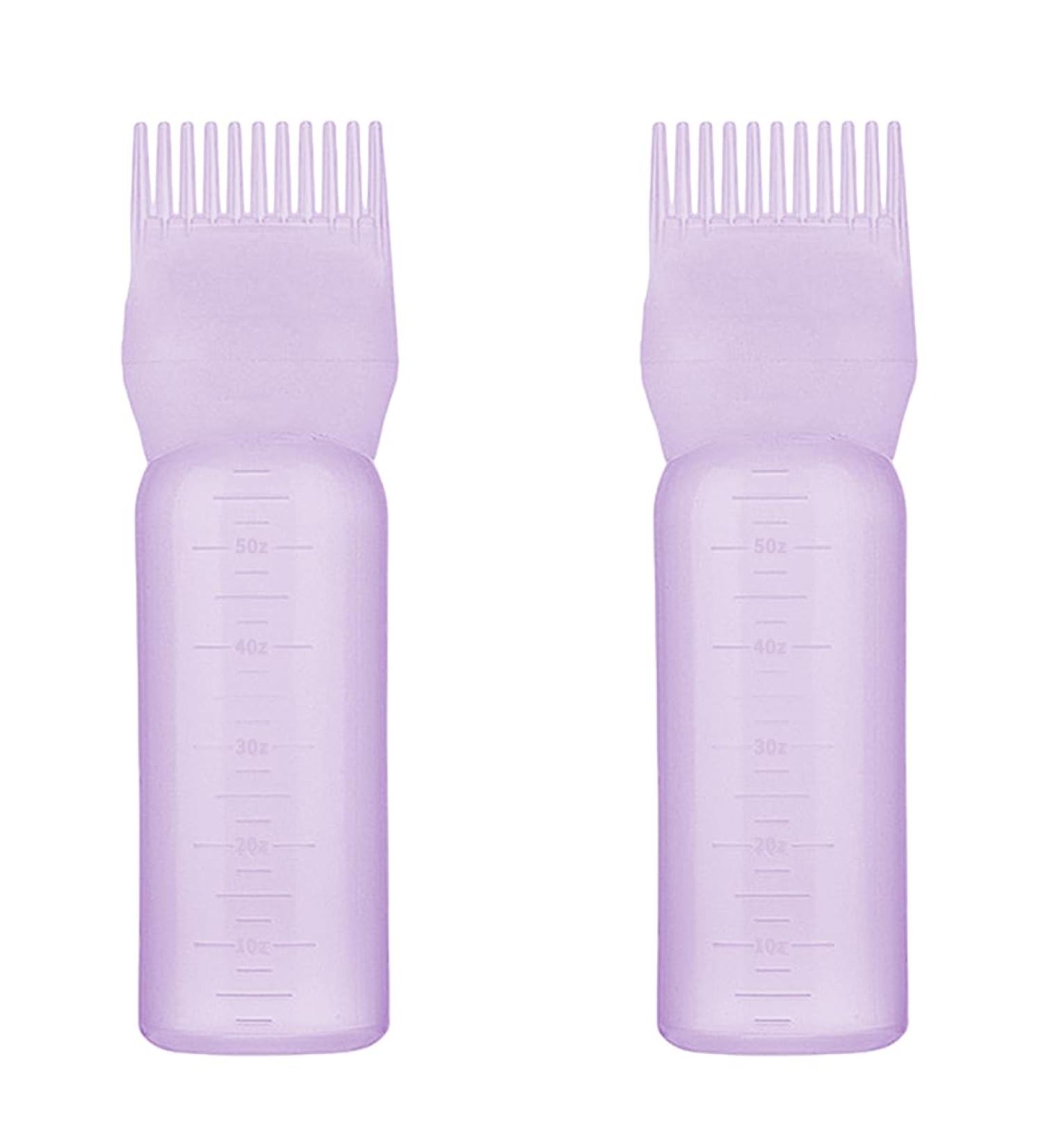 TULOBI 2PC Root Comb Applicator Bottle - 6oz Hair Dye & Scalp Treatment - Purple Hair Coloring Tool with Graduated Scale - Buy Online on GoSupps.com