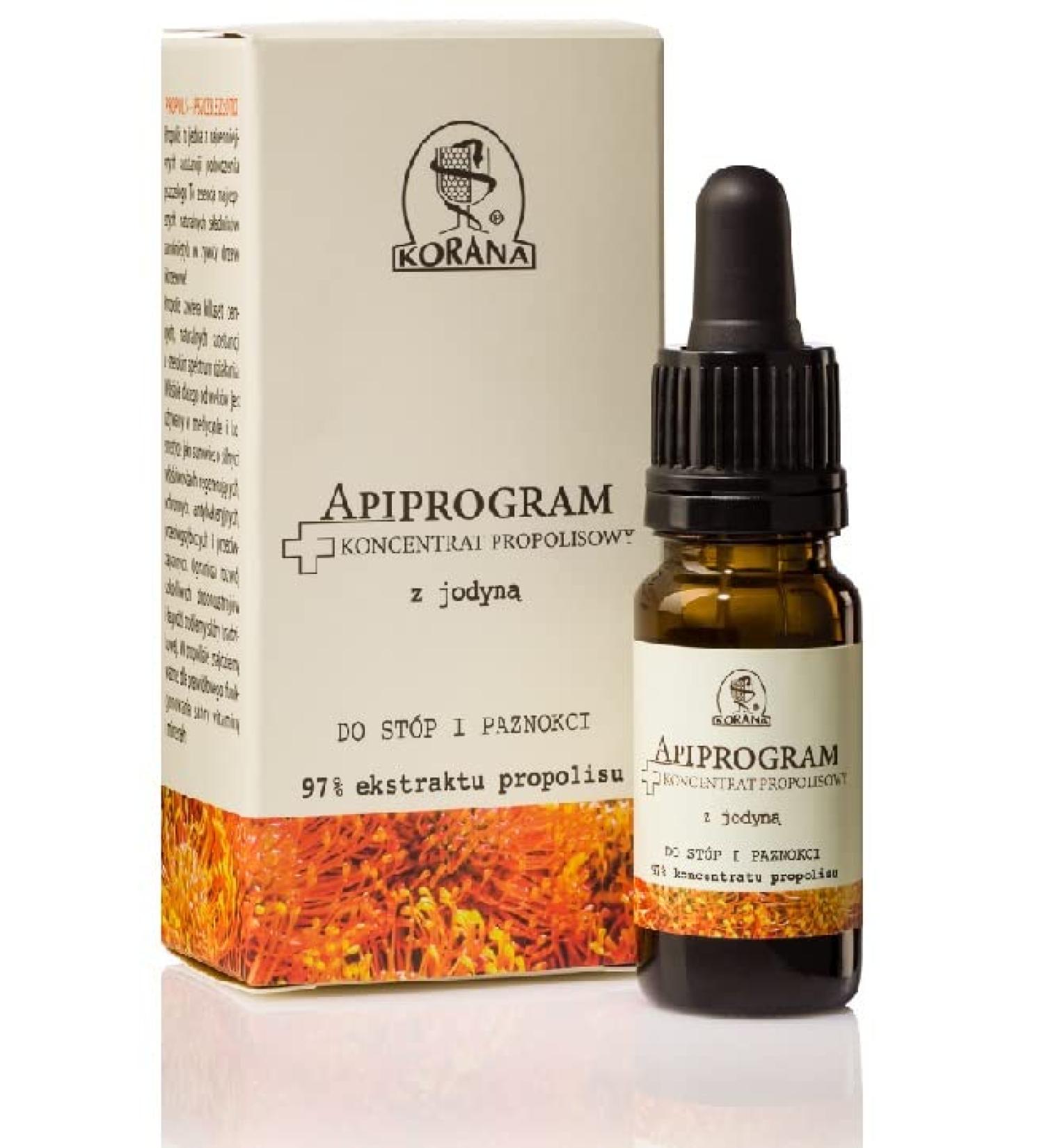 Korana Apiprogram 97% Propolis Concentrate for Feet and Nails with Natural Iodine Antibacterial Antifungal Antiseptic Disinfectant 10ml