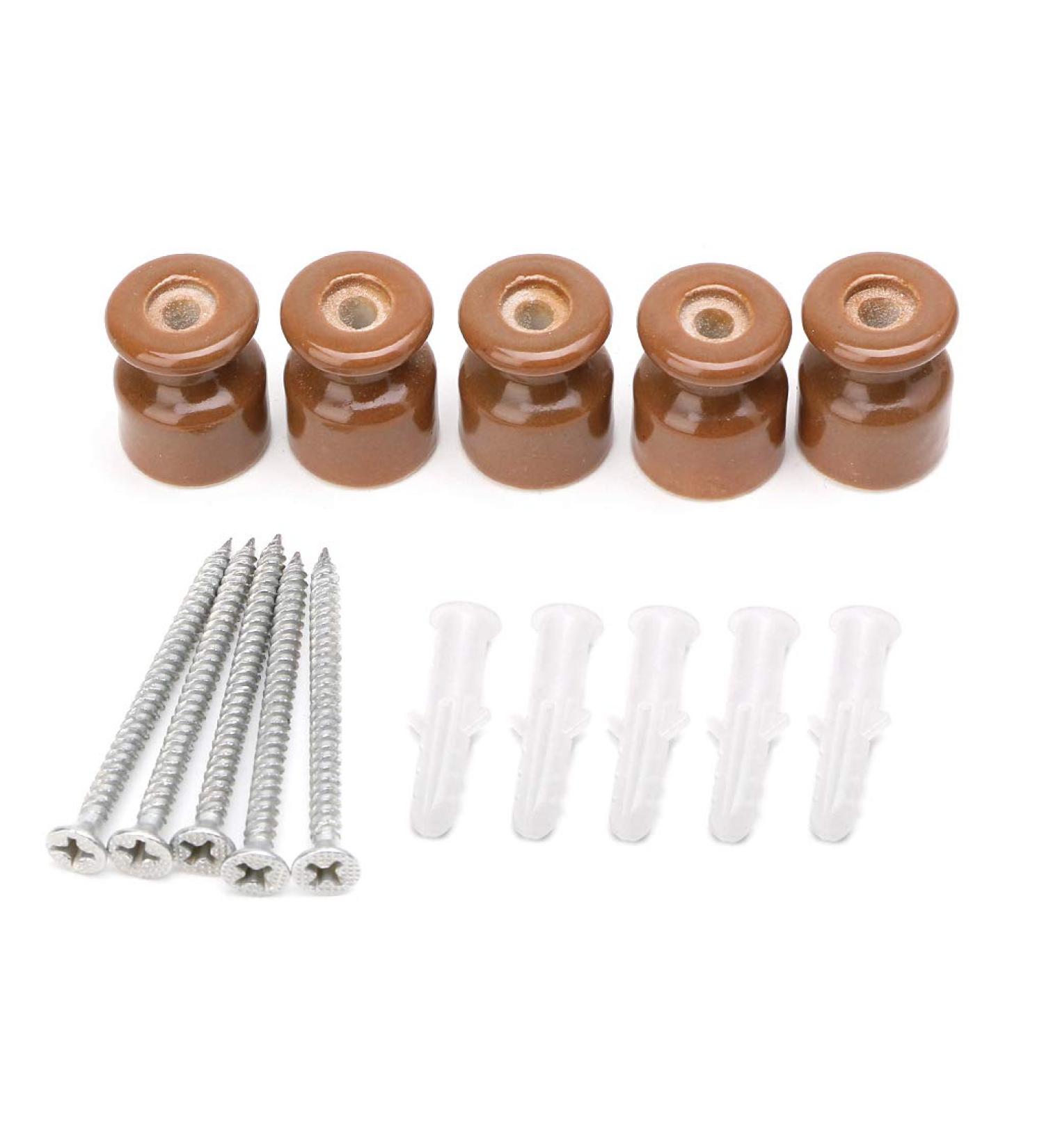 5PCS Frequency Electric Porcelain Gourd 24mm Porcelain Ceramic Insulator Electric Porcelain Brown - Buy Online on GoSupps.com