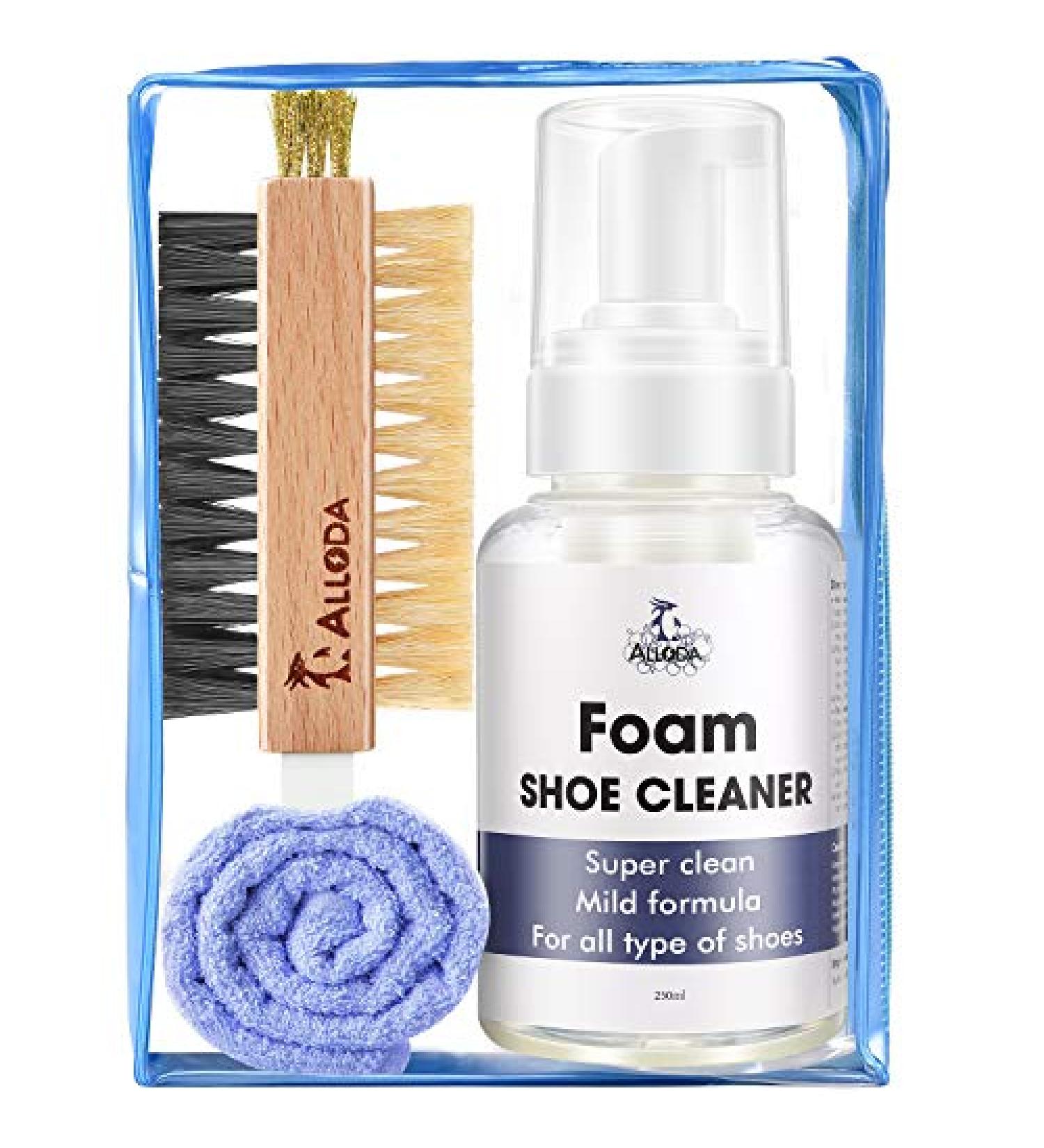 Alloda Shoe Cleaner Kit - Rich Foam Clean for 80 Pairs, Suede, Leather, Sneakers - Includes Brush and Towel (Clear) - Buy Online on GoSupps.com