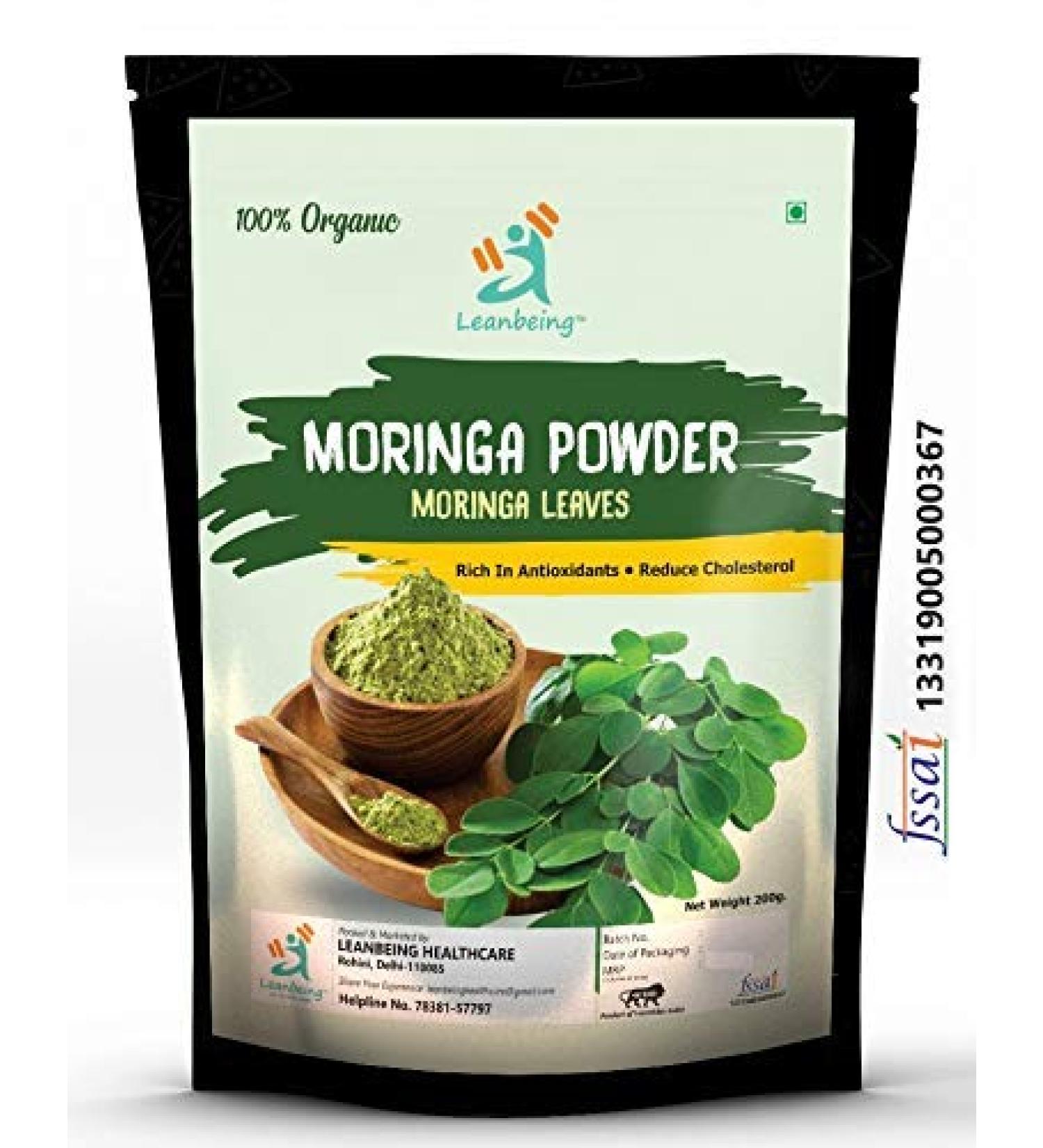 Green Velly Organic Moringa (Olifera) Leaf Powder- Powerful Vitamins & Antioxidants (200 Gm) - Buy Online on GoSupps.com
