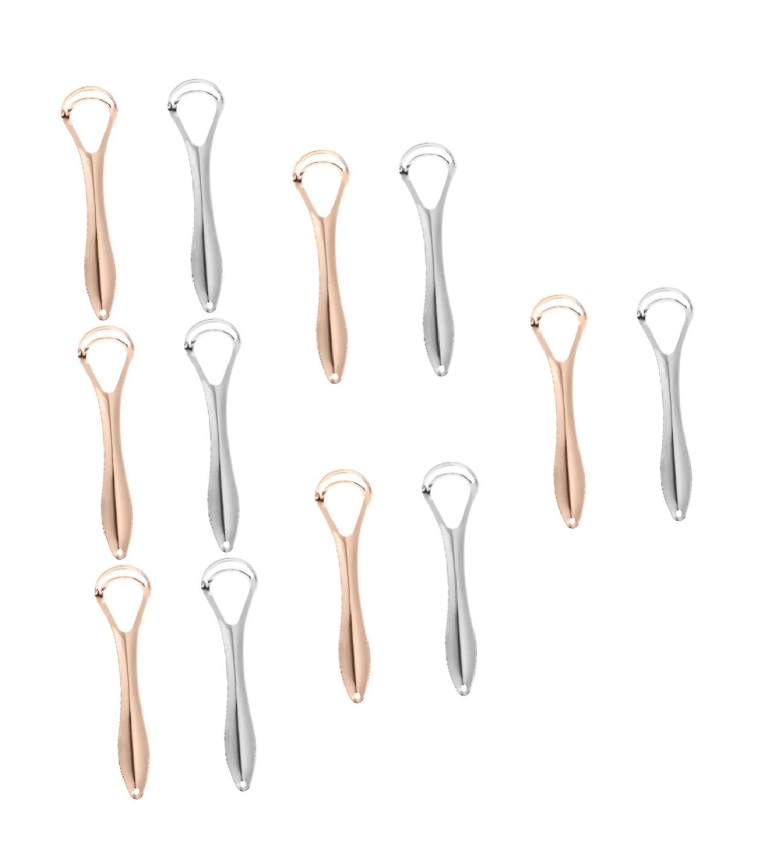 FRCOLOR 12 Pcs Tongue Brush Set - Stainless Steel Tongue Cleaner & Household Oral Hygiene | Assorted Colors - Buy Online on GoSupps.com