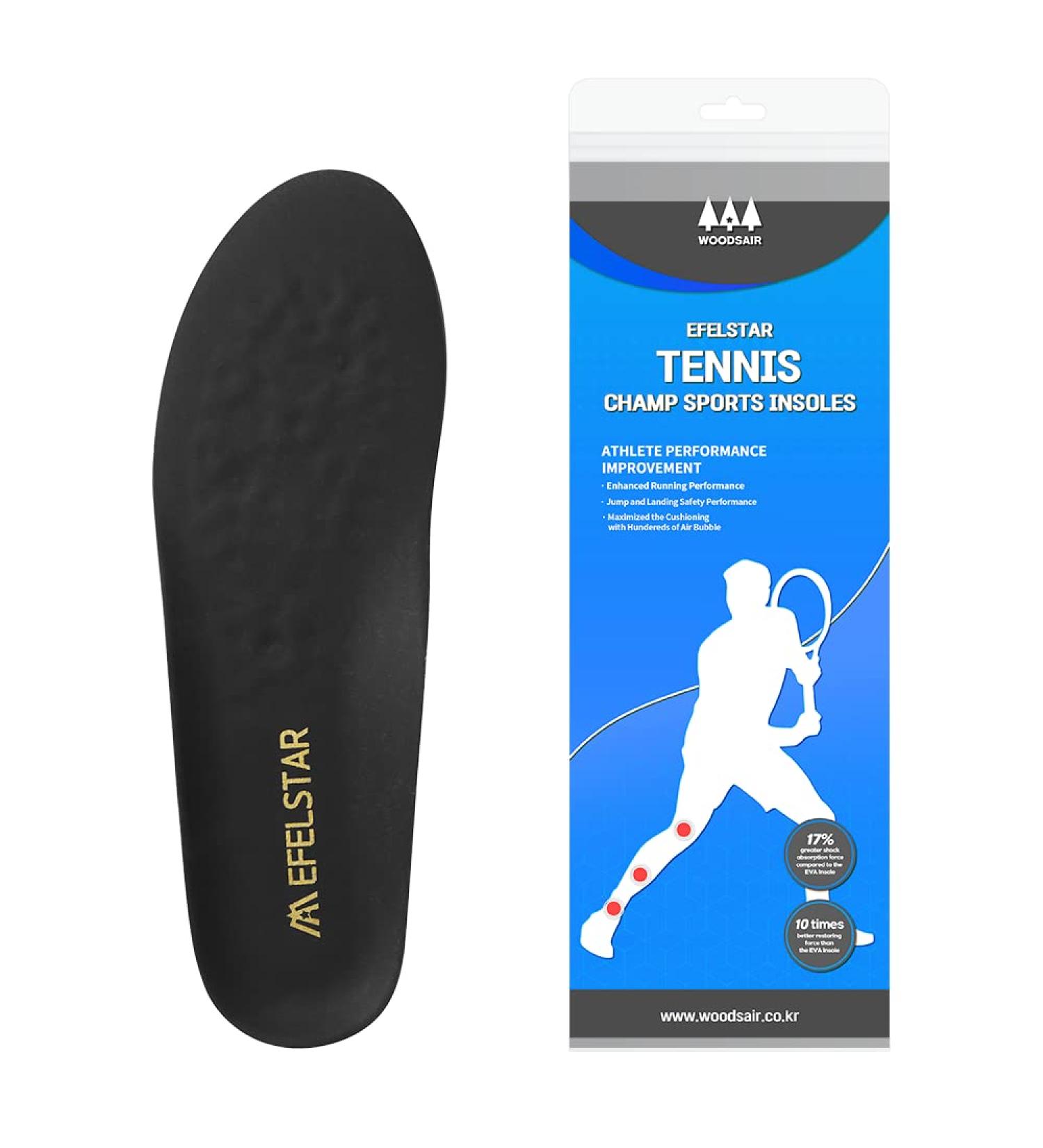 Shop WOODSAIR Champ Sport Insoles for Tennis | Shock Absorption & Performance Enhance Inserts for Men & Women (8.5-9 Women / 7.5-8 Men - Buy Online on GoSupps.com