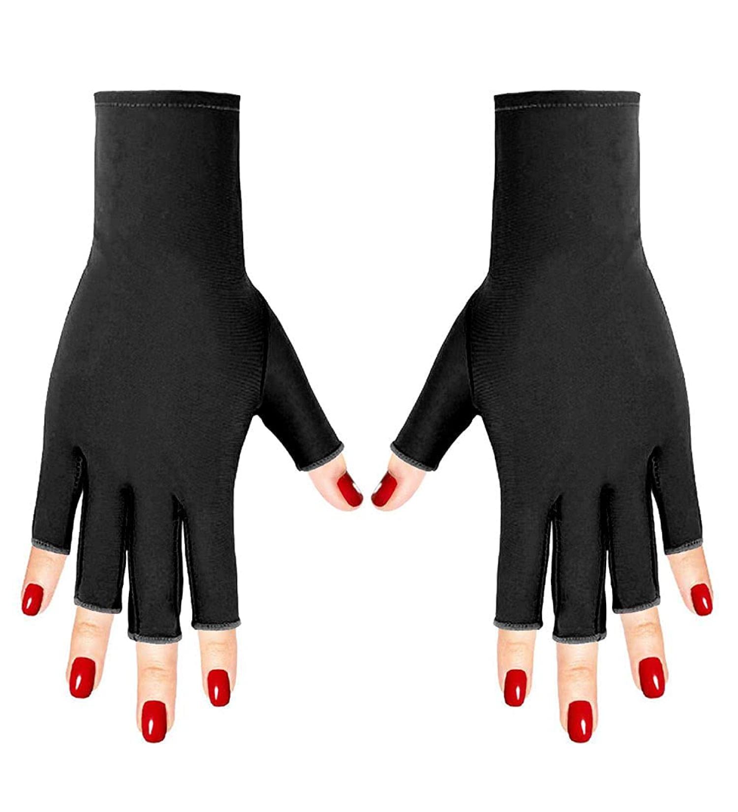 Xree UV Gloves for Women - Fingerless Anti-UV Protection for Manicure Cycling & Fitness - Black (20x8 cm) - Buy Online on GoSupps.com