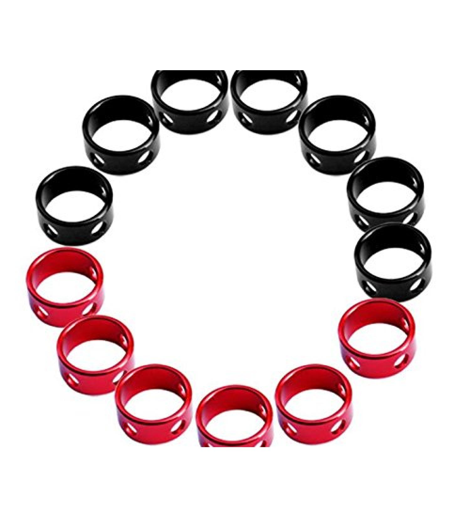 SPARIK ENJOY 10 Black+10 Red Color Aluminum Tent Rings Cord Tensioners for Camping Hiking Backpacking Picnic Shelter Shade Canopy Outdoor Activity (10 Black+10 Red)