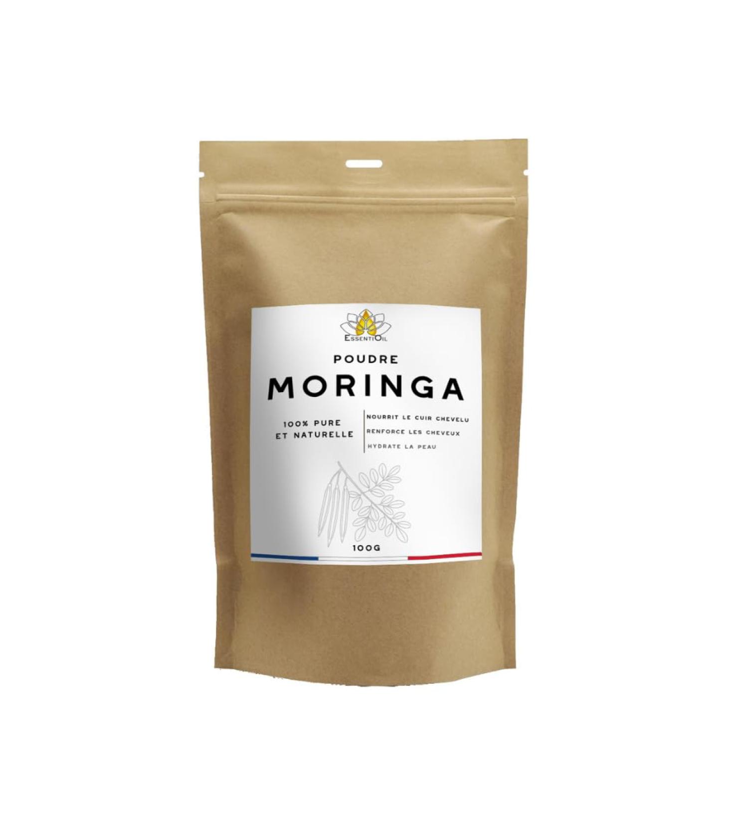 essential oil Moringa powder 100 natural hair growth reduces hair loss cleanses the skin reduces wrinkles all hair and skin 100 g French brand - Buy Online on GoSupps.com