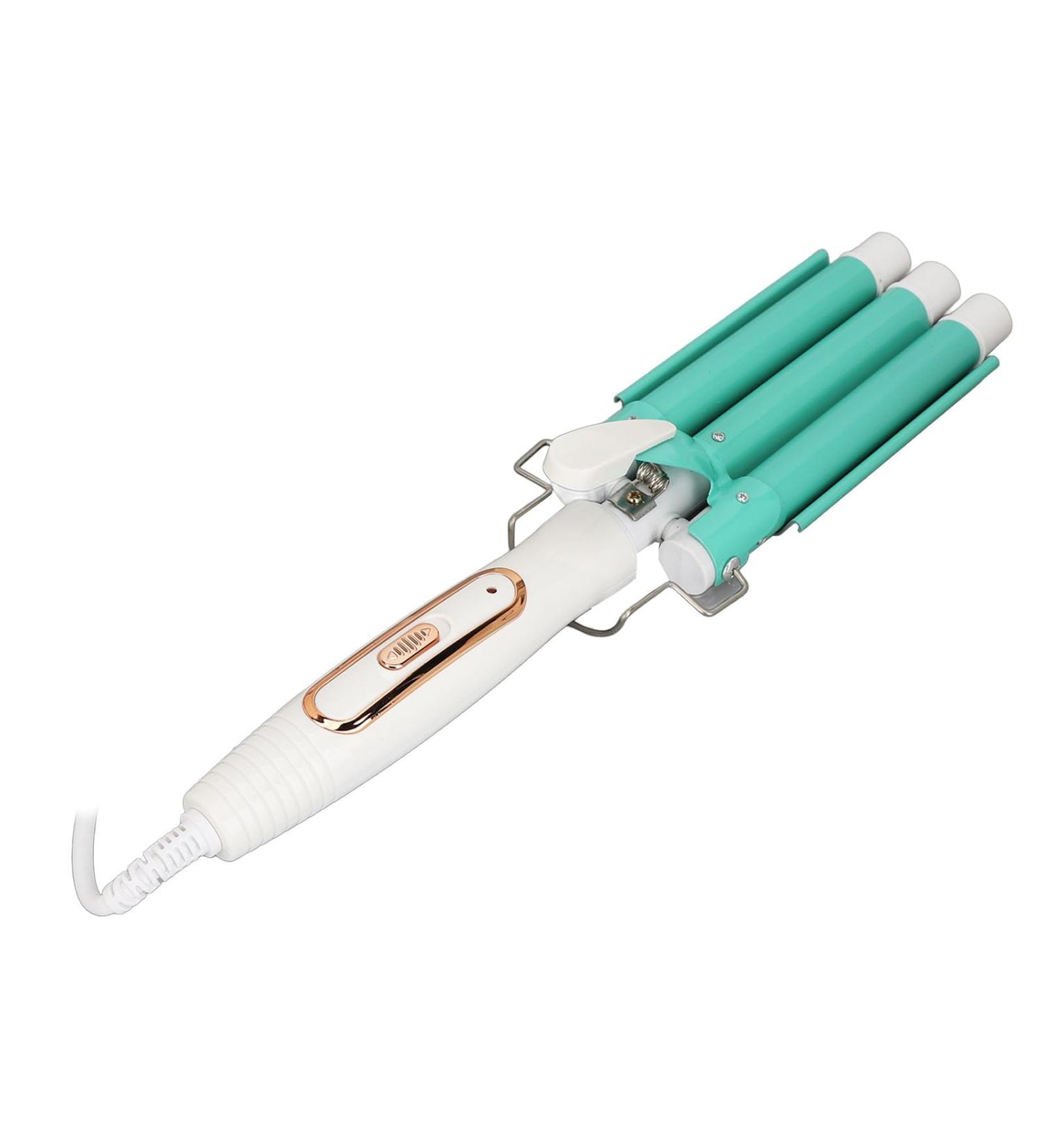 Ceramic Triple Barrel Curling Iron Wand Hair Crimper for Salon Green Adjust Temp Frizz Waves All Hair Types Convenient (US Plug) - Buy Online on GoSupps.com