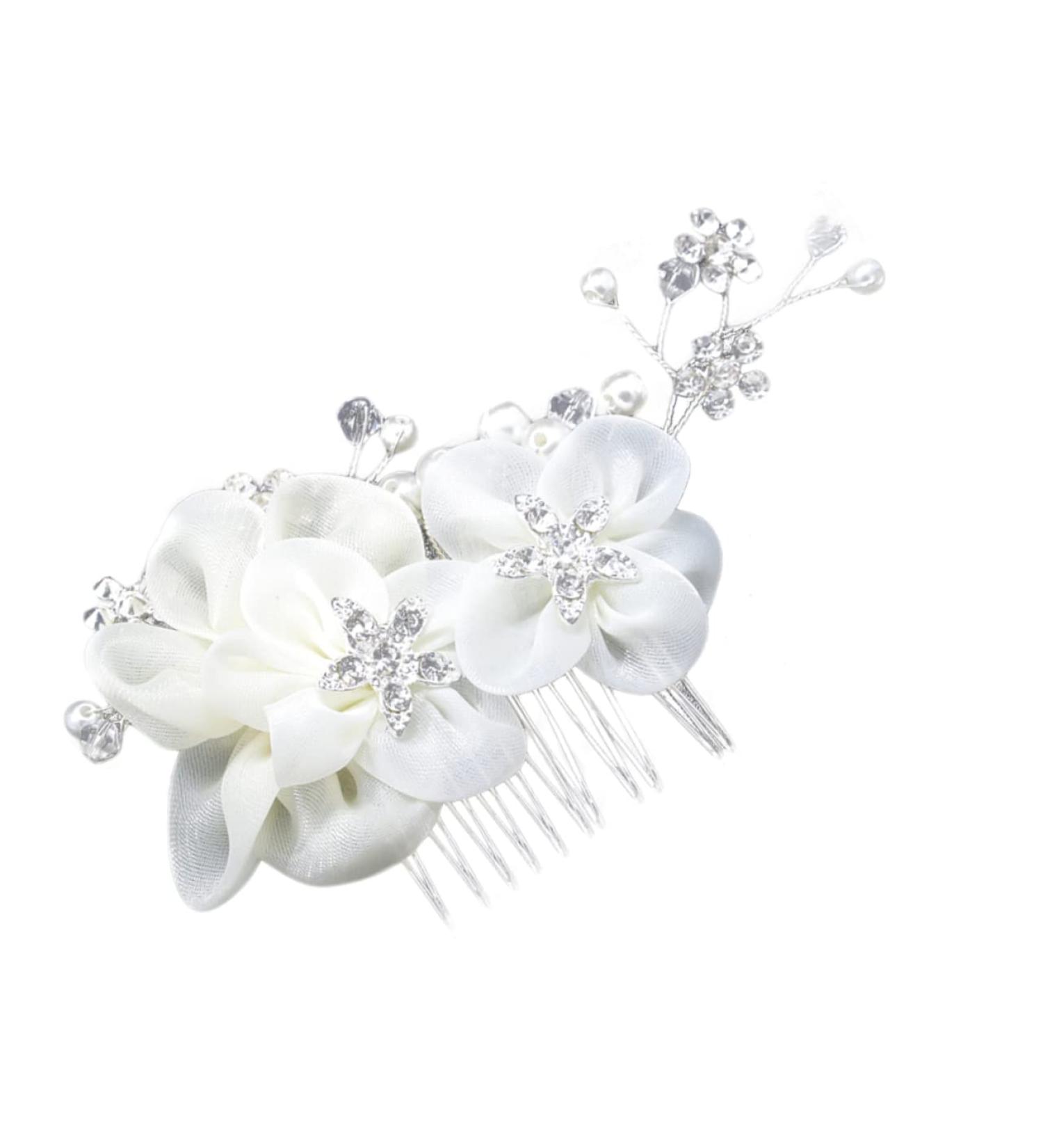 Ipetboom Tiara Decor Combs Flower Hair Comb Rhinestone Comb Bride Headpieces for Wedding Rhinestone Hair Comb Crystal Hair Comb Bride Comb Headgear White Rhinestones Silk Flower Miss - Buy Online on GoSupps.com