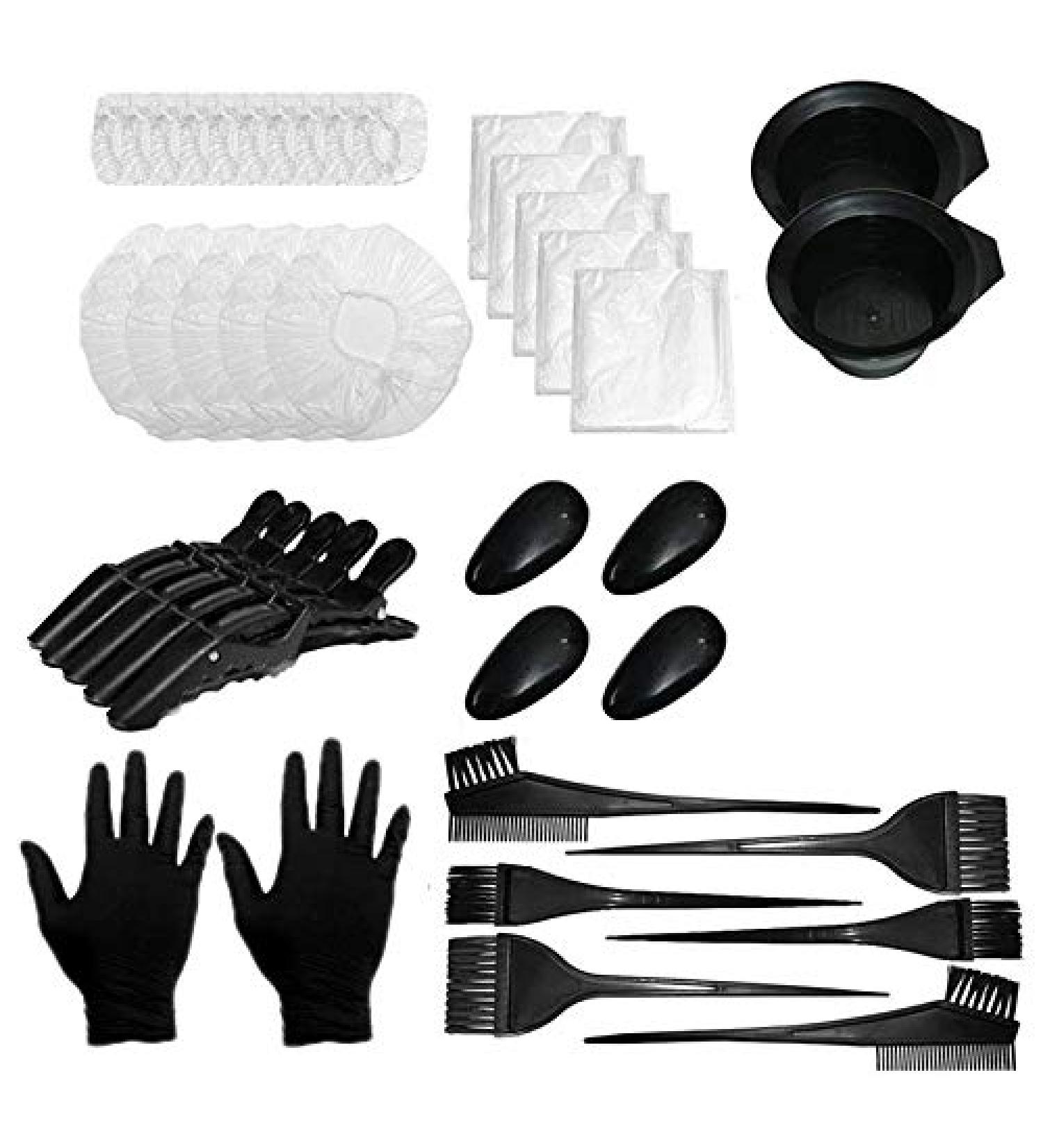 Obahdirry Hair Dyeing Tool Set Disposable Earmuffs Shawl Shower Cap Alligator Clip Baked Oil Bowl Comb Brush Hair Dyeing Gloves - Buy Online on GoSupps.com