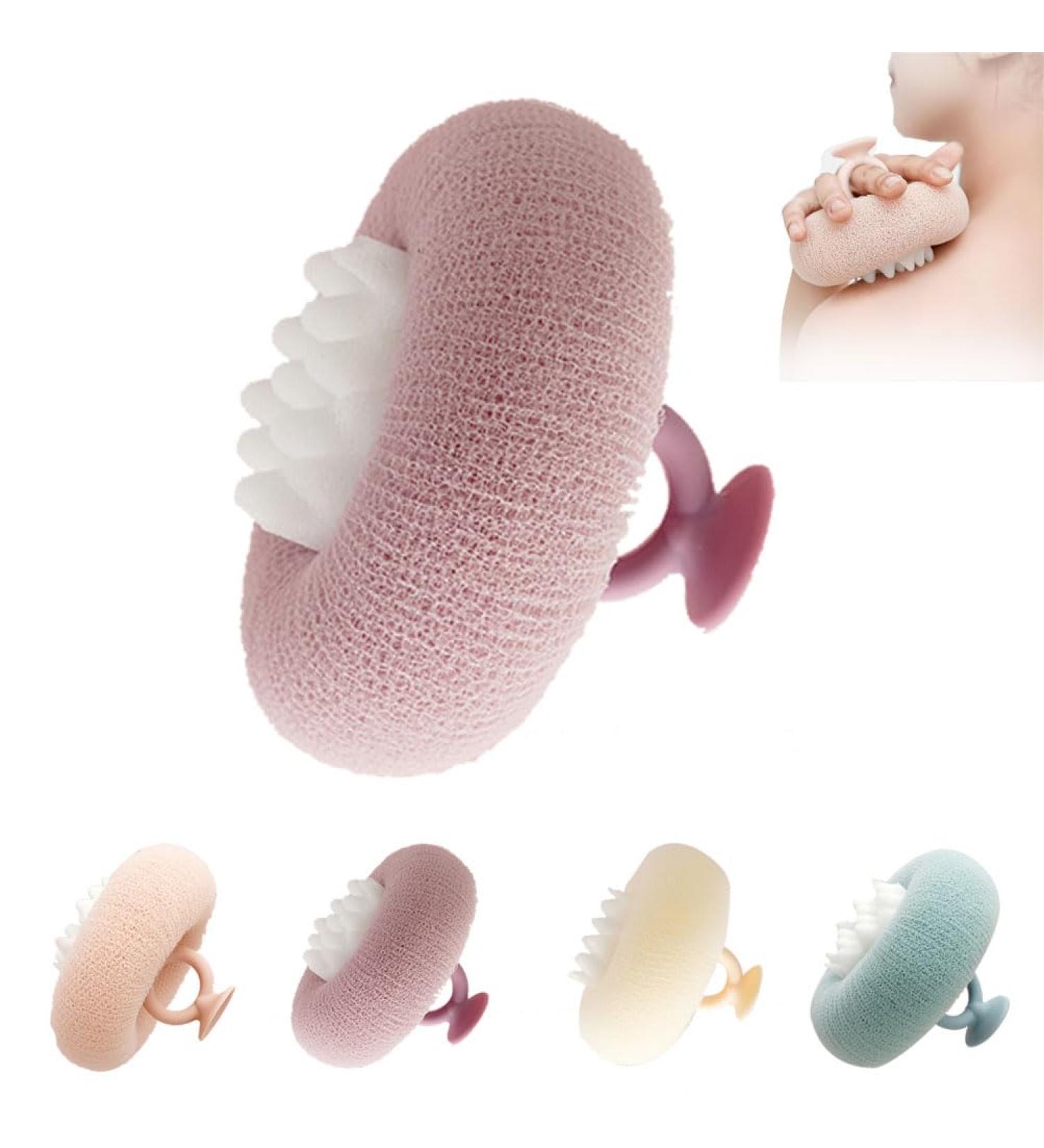 Super Soft Sunflower Suction Cup Bath Ball - 2024 | 2-in-1 Exfoliating Sponge Pouf for Men & Women - Purple - Buy Online on GoSupps.com