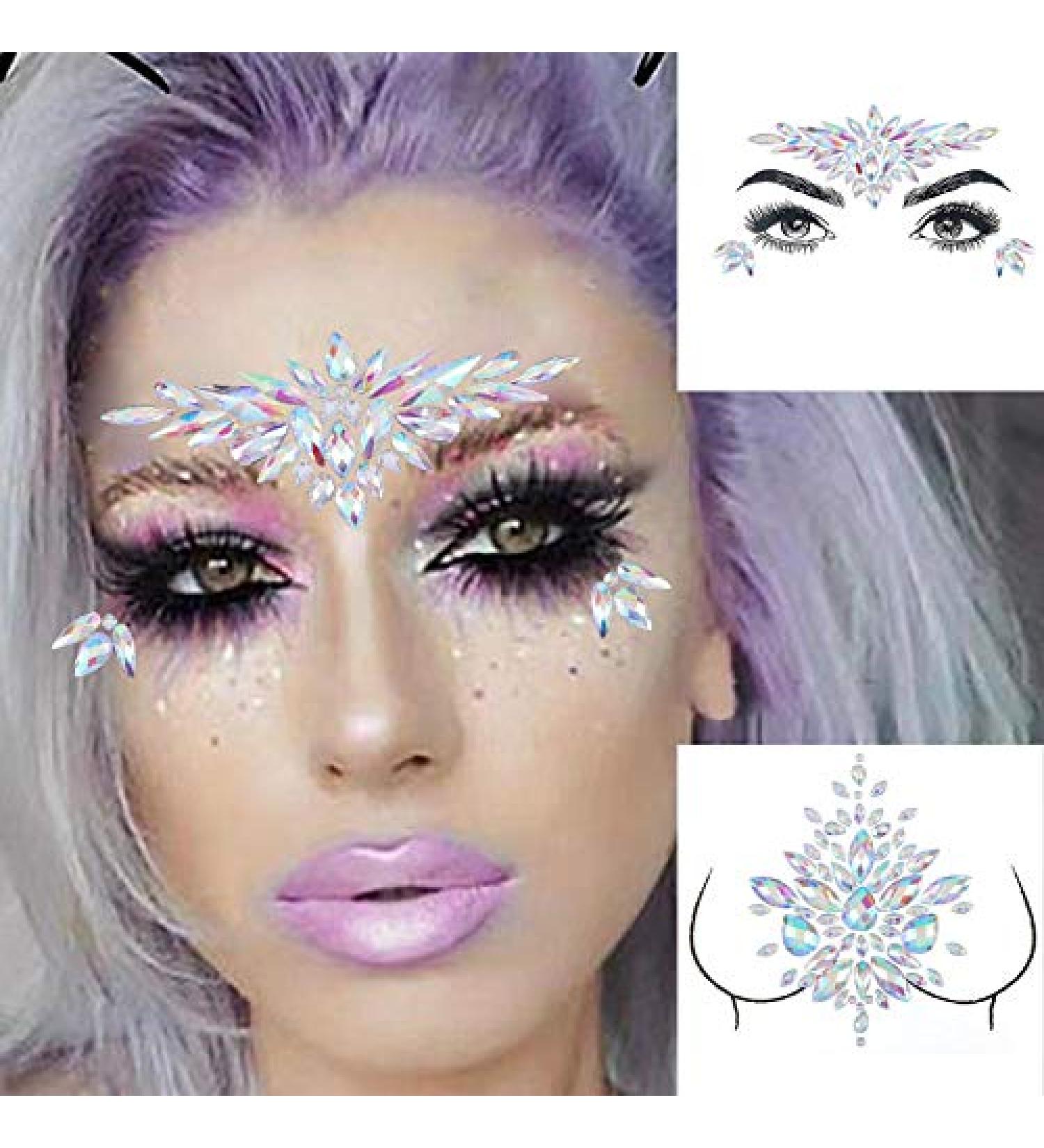 Bomine Rhinestone Face Stickers Mermaid Gems Festival Body Jewels 2 Sets - Pattern 4 - Buy Online on GoSupps.com