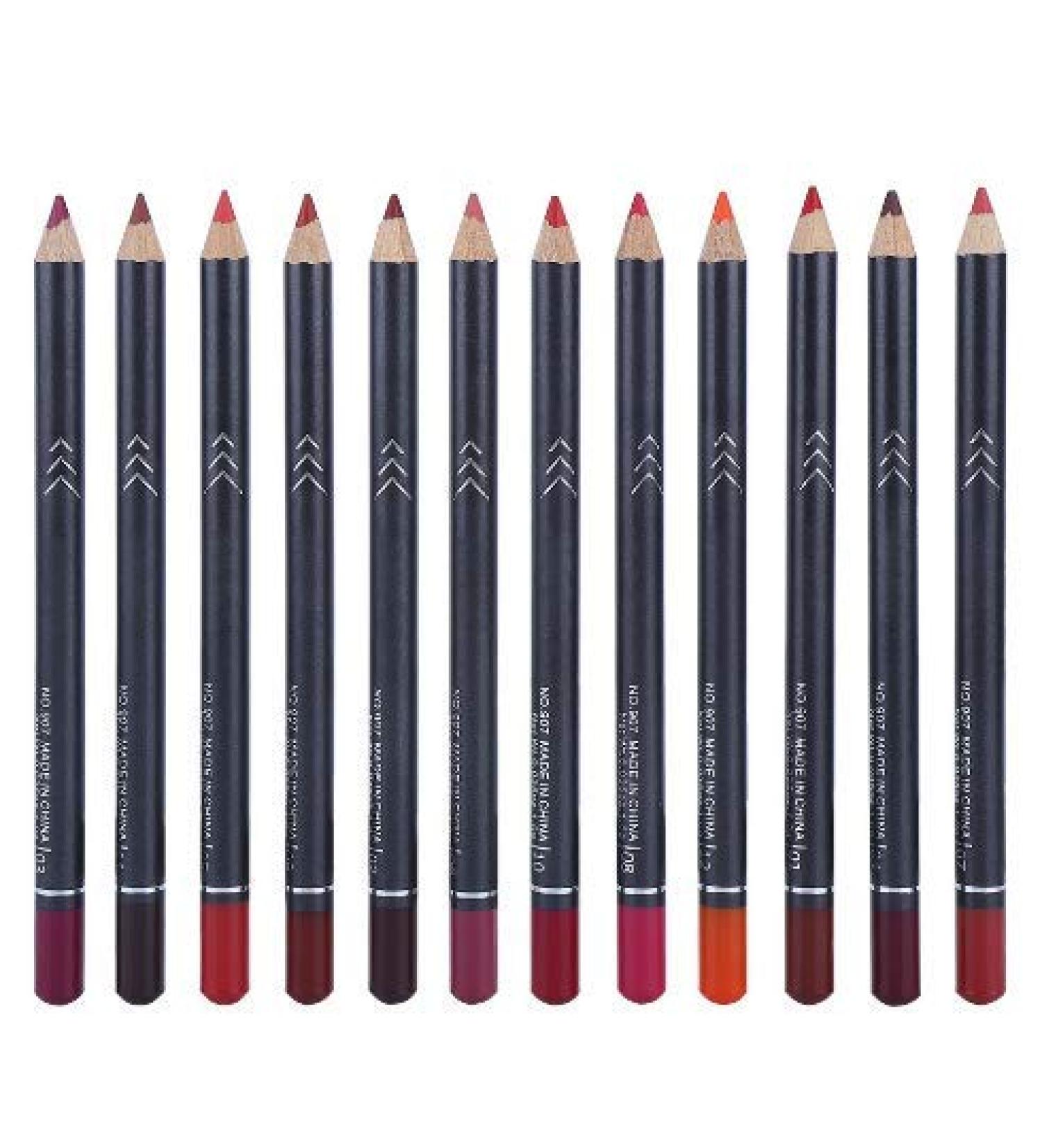 12 Colors Lip Liner Pencil Set - Waterproof Matte Long-lasting Lip Makeup Tool - Buy Online on GoSupps.com