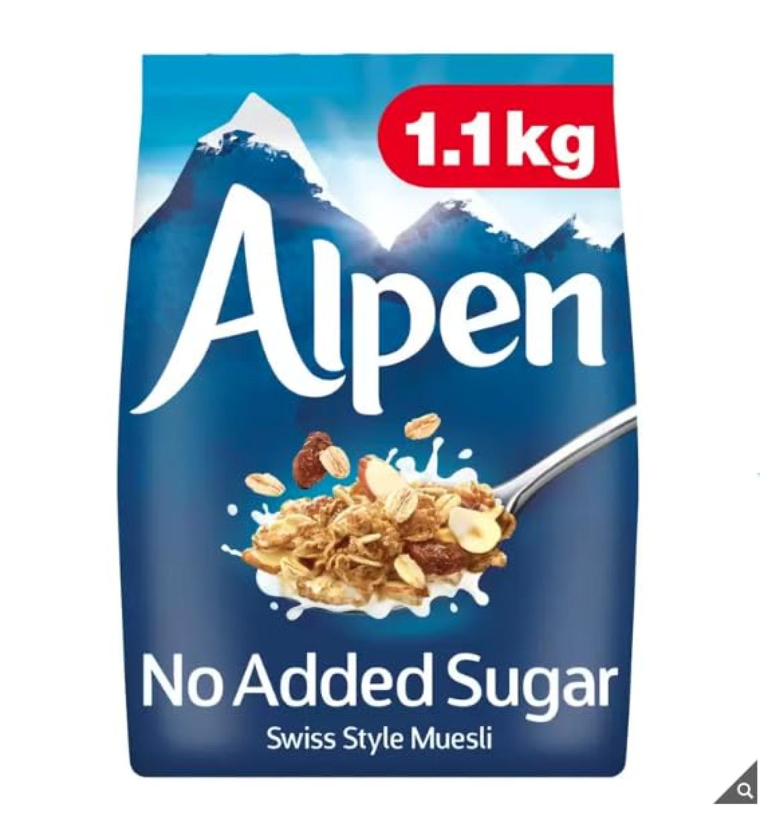 Alpen No Added Sugar Muesli - High in Fibre - Low in Saturated Fat - Blend of Wholegrain Oats & Wheat - 1.1kg - Buy Online on GoSupps.com