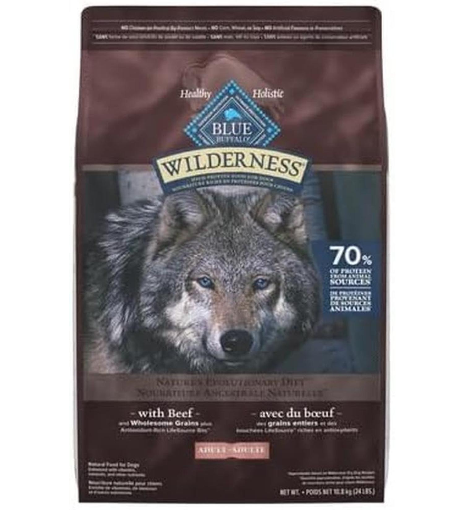 Blue Buffalo Wilderness More Meat & Wholesome Grains Natural Dry Dog Food Beef 24lb Beef More Meat Wholesome Grains