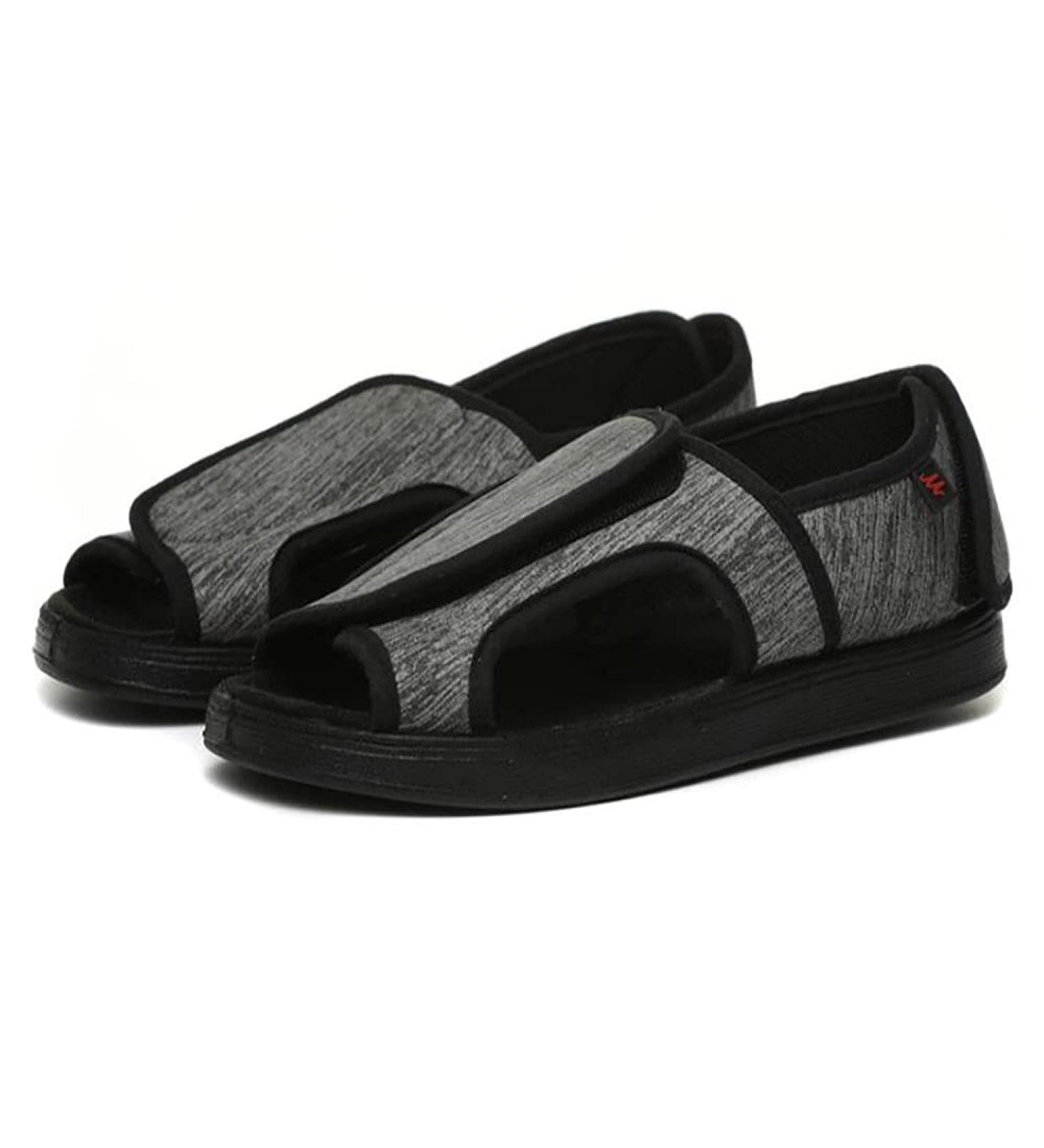 ZJING Men's Diabetic Recovery Shoes - Adjustable Orthopedic Wide Width Walking Slippers for Arthritis, Edema, Swollen Feet - Grey - Size 12 - Buy Online on GoSupps.com