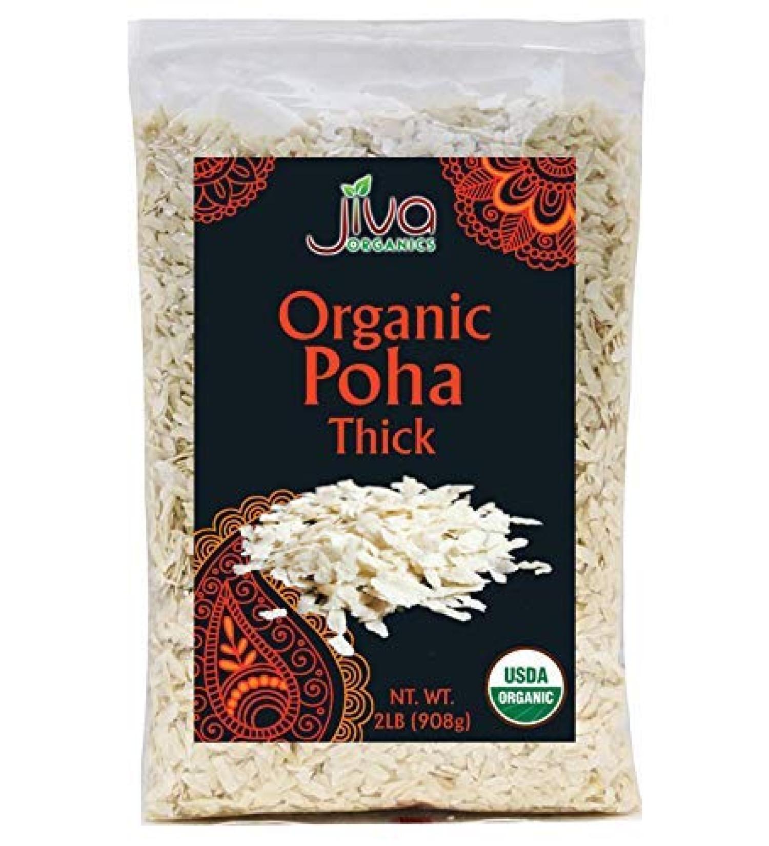 Jiva Organics Organic Poha Thick 2lb Bulk Bag - Flattened Rice (Pack of 1) - Buy Online on GoSupps.com