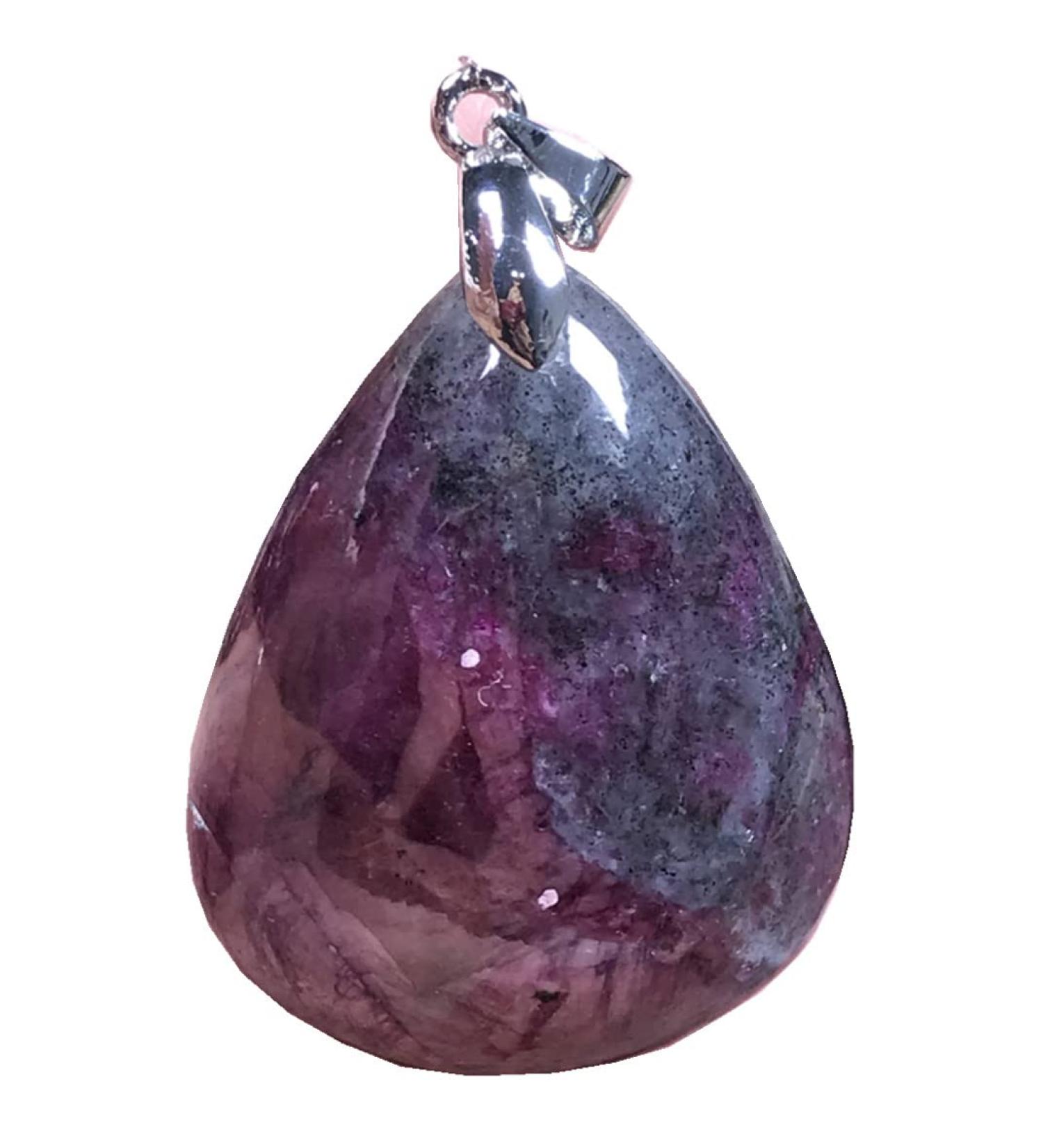 Natural Ruby Zoisite Pendant - Rare Red & Green Crystal Jewelry for Luck & Wealth - 31x25mm - Unique Gift for Men & Women - Buy Online on GoSupps.com