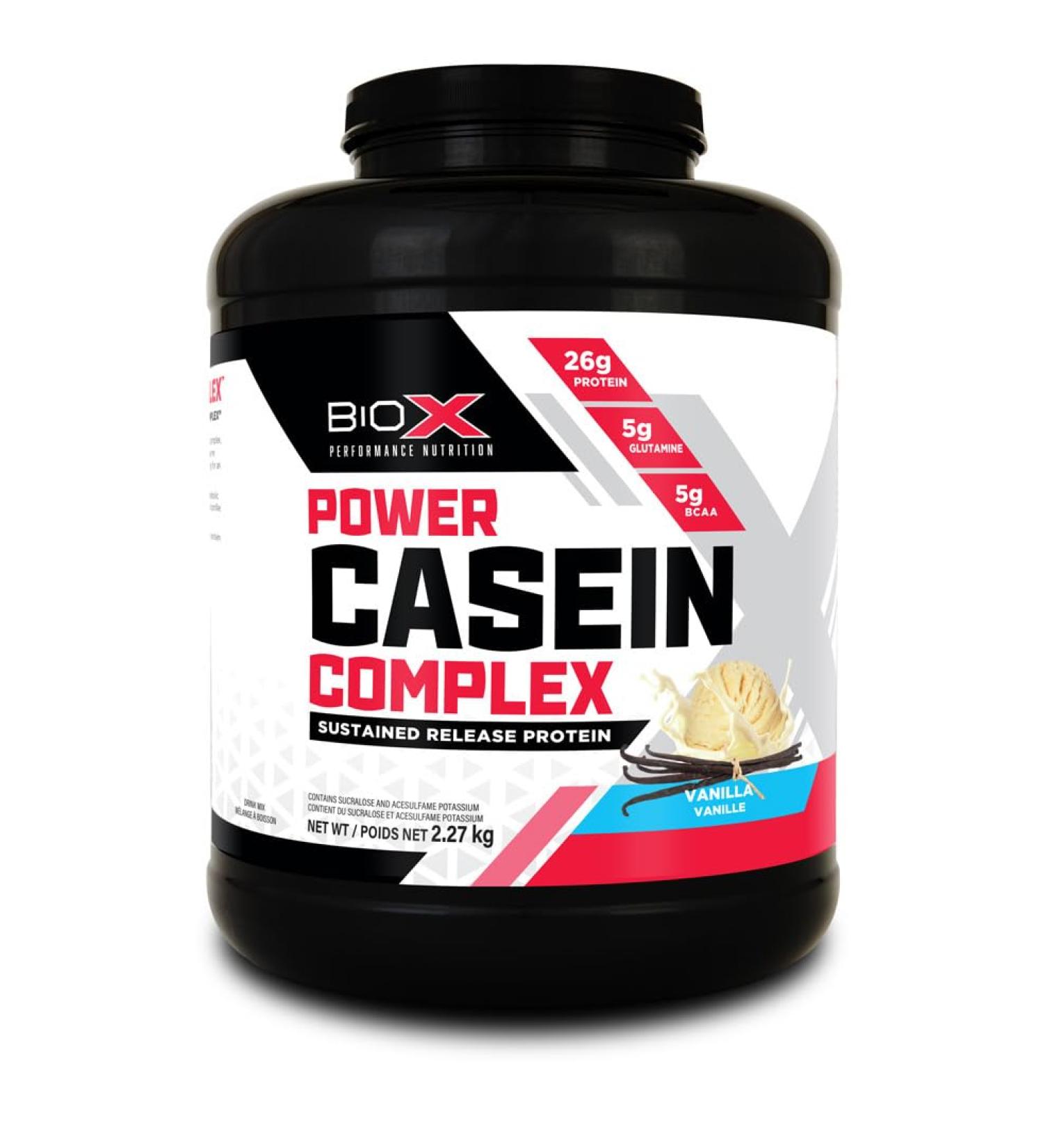 BioX Power Casein Complex | Ultra Sustained Slow Release Micellar Protein Complex | 25g Protein 5g Glutamine 5g BCAAs | Slow Digesting Whey Protein | 65 Servings 5LB (Vanilla) Vanilla 65 Servings (Pack of 1) - Buy Online on GoSupps.com