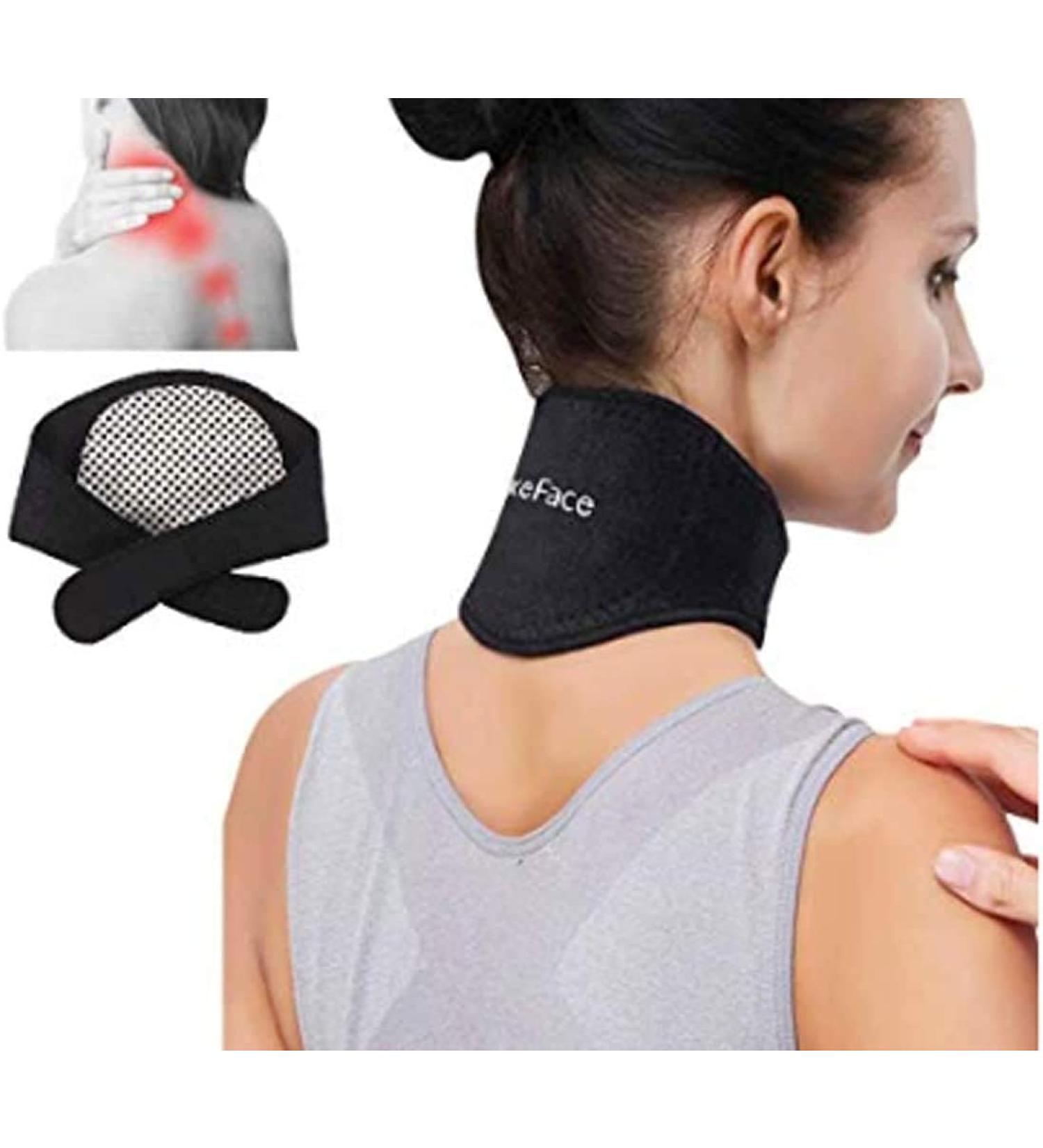Heated Neckband Neck Wrap with Magnetic Therapy for Neck Pain Relief - Black - Buy Online on GoSupps.com