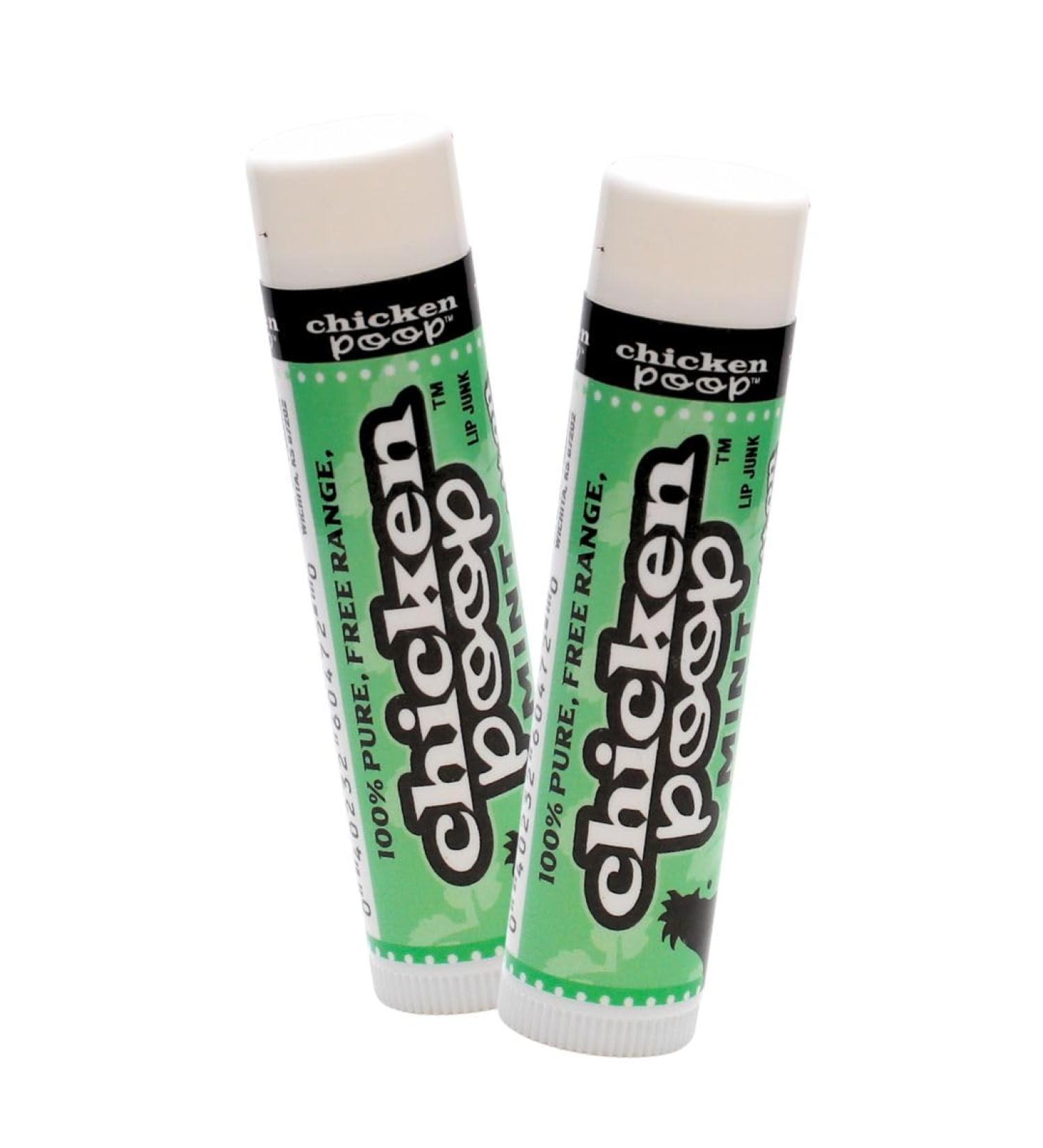PACK OF 2 - .15 oz. Chicken Poop MINT FLAVOR Lip Balm Value Set | Moisturizing Lip Balm for Dry Chapped Lips | Natural Beeswax Formula with Vitamin E | Peppermint Oil - Buy Online on GoSupps.com