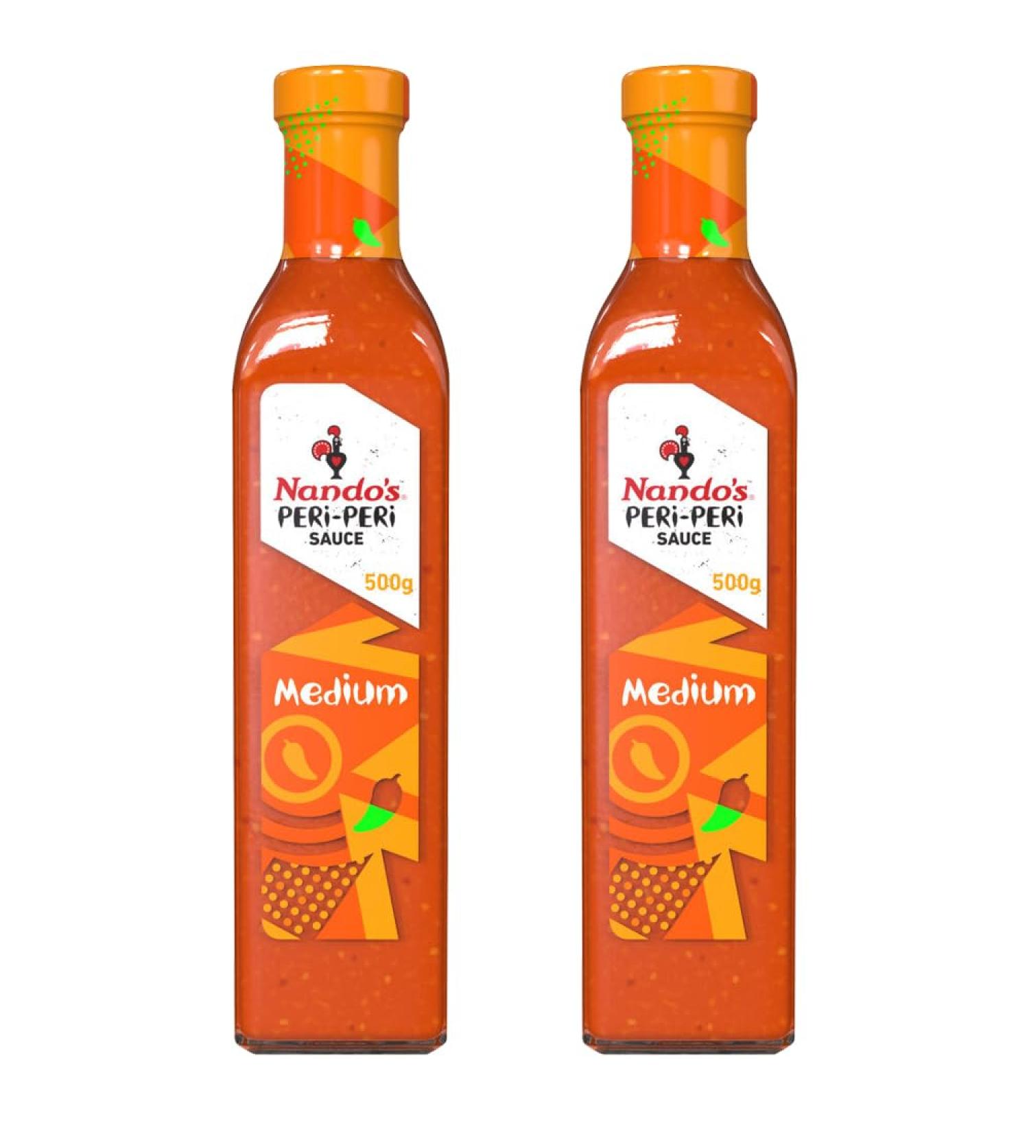 2 x 500g Medium Hot Spicy Sauce Red Pepper Peri Peri Flavour Dressing Marinade Seasoning