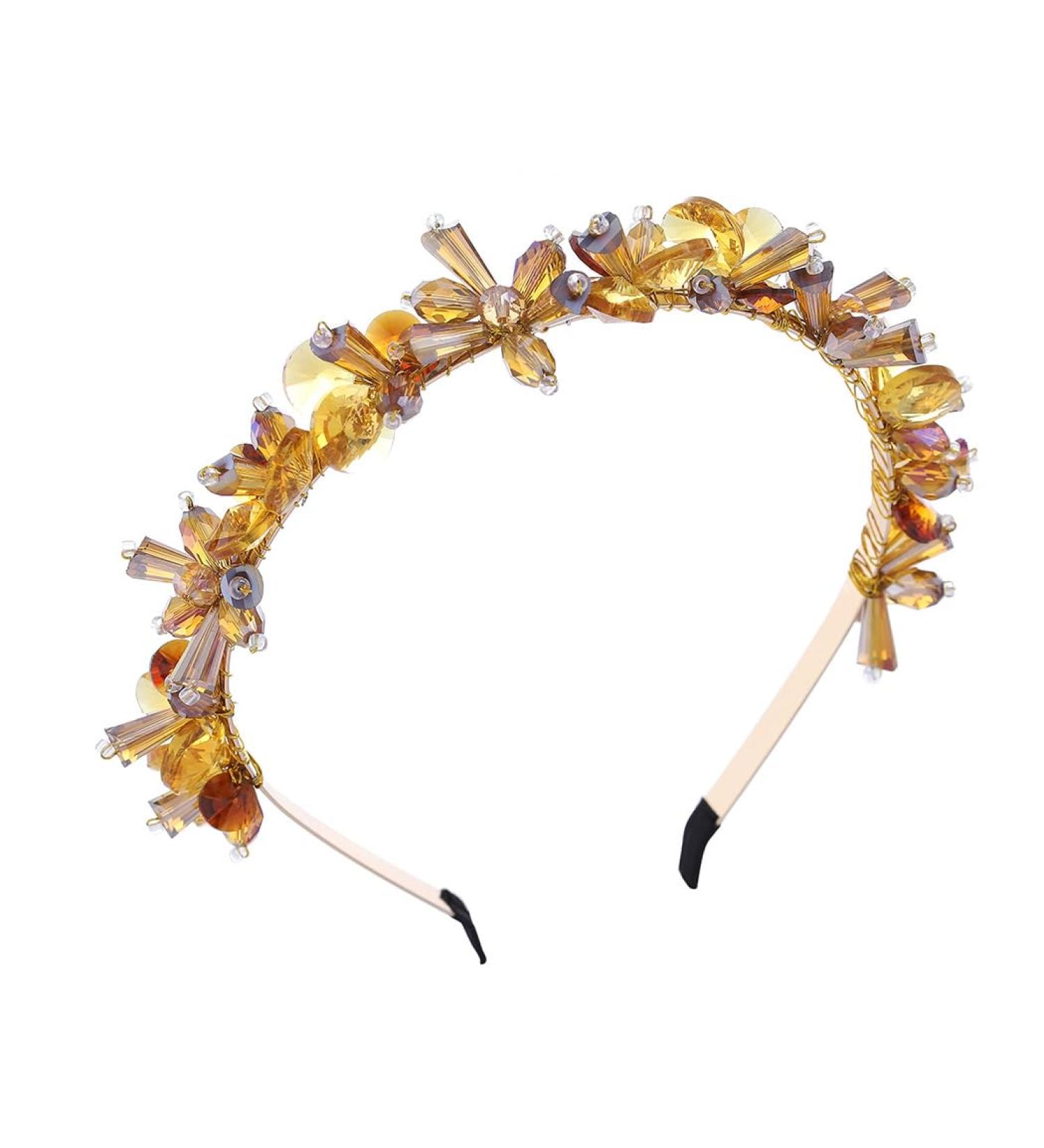 IYOU Vintage Crystal Headbands Gold Rhinestone Hair Bands Beads Bridal Wedding Hair Accessories for Women - Buy Online on GoSupps.com