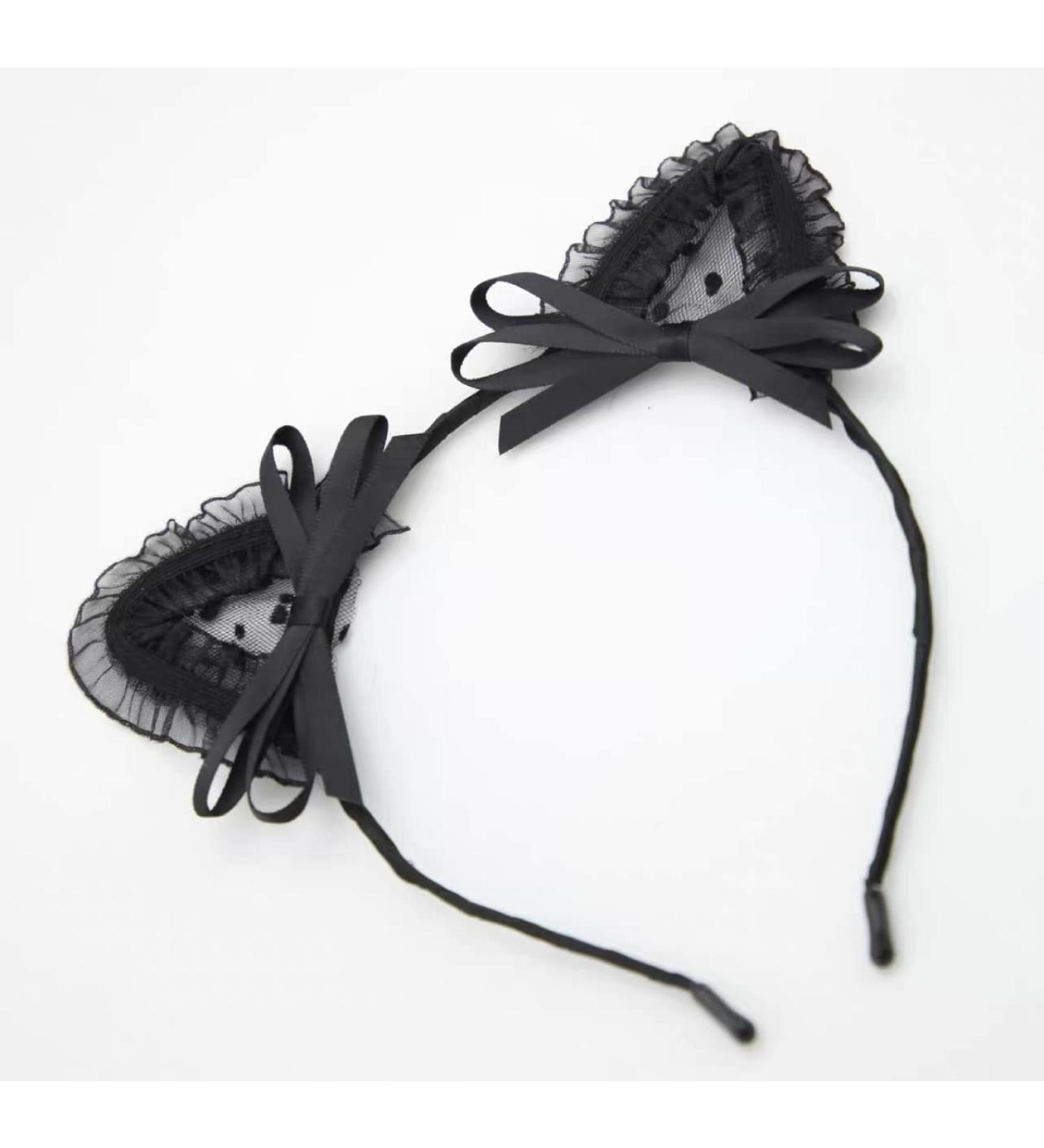 TTOA Black Cat Ear Headband | Halloween Hair Accessories | Lace Hair band