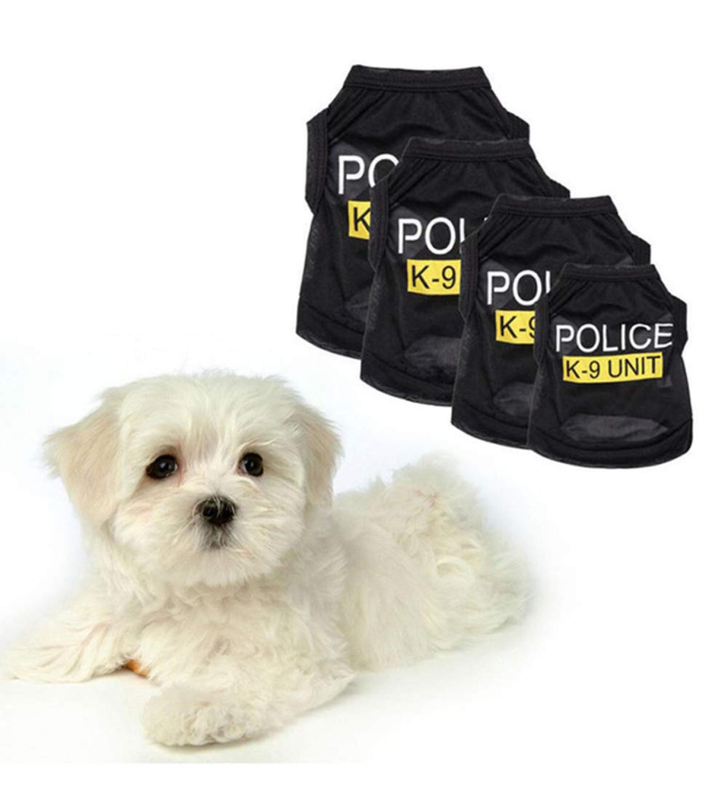 Sarekung Pet Dog Police Suit Costume - Black Vest T-Shirt for Puppy's Cosplay | International Shipping Available - Buy Online on GoSupps.com