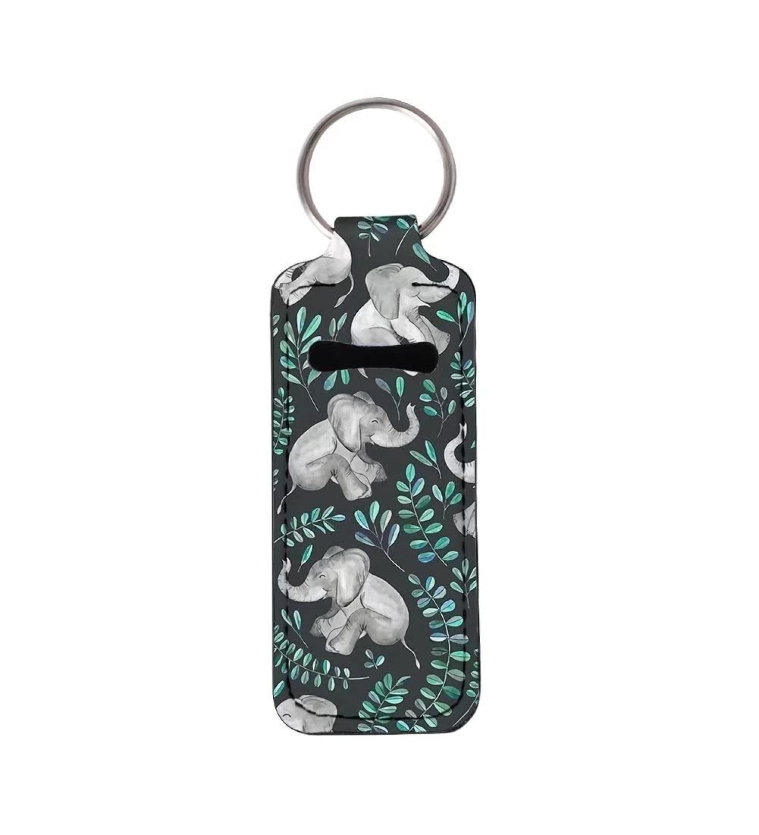 FKELYI Green Palms Elephant Chapstick Keychain Holder - Portable Lip Balm Sleeve with Clip-On, Lip Gloss Tube Holder - Buy Online on GoSupps.com
