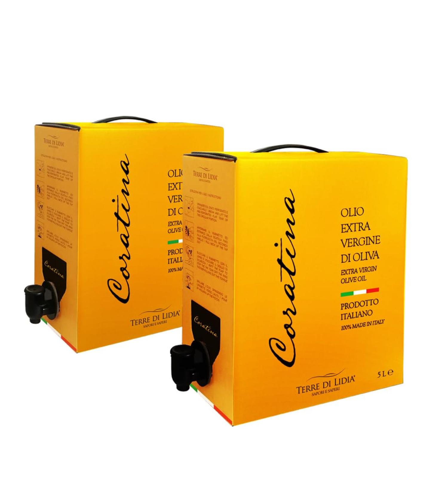 Terre Di Lidia - 2 x 5 Litres - Extra Virgin Olive Oil - Spineto 2 Bag in Box 5L - 100% Italian Produced - Coratina Cultivar - 2021/2022 Campaigns - Buy Online on GoSupps.com