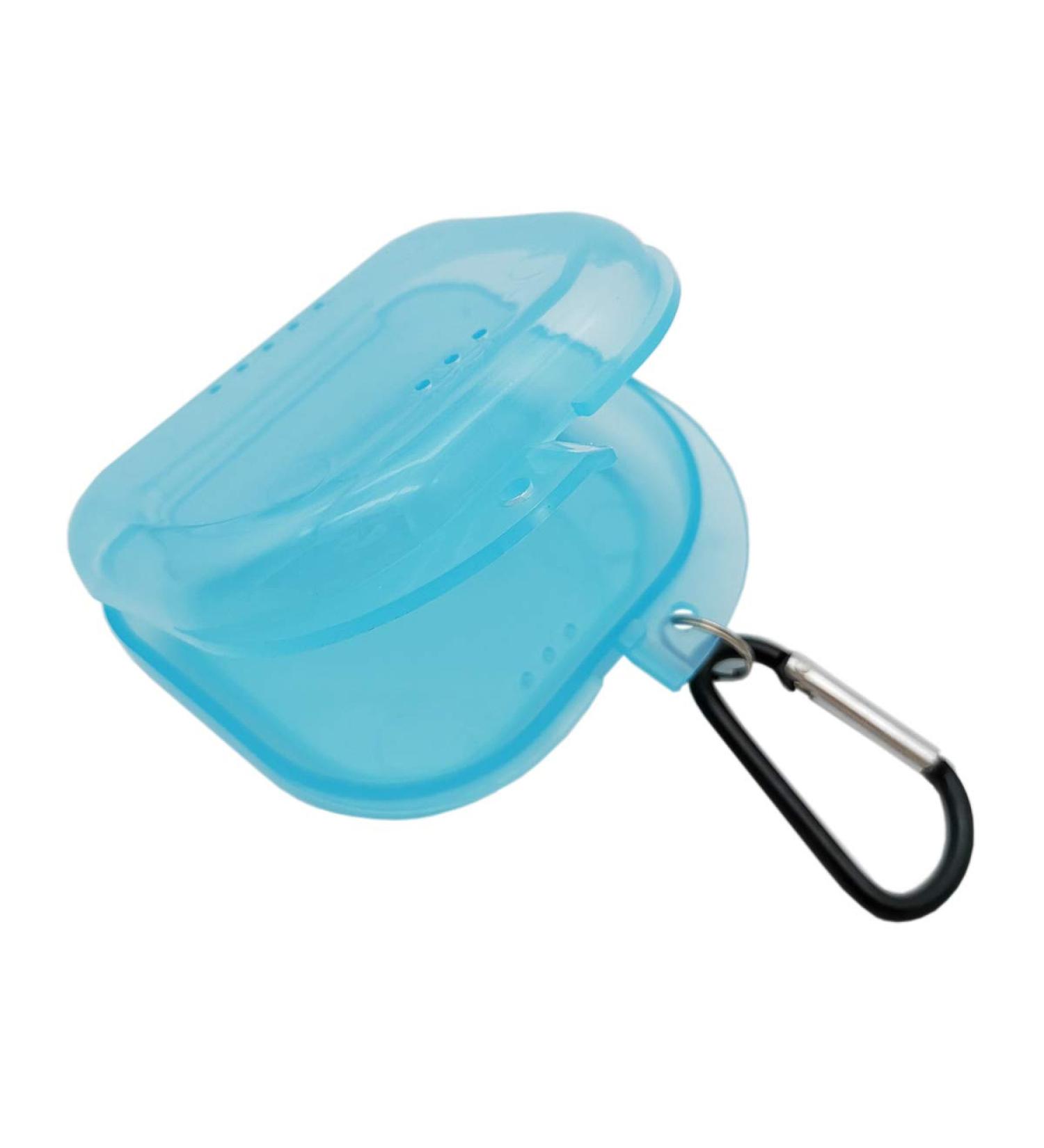 AIWAYING Retainer Case Mouth Guard Denture Box - Transparent Blue | With Carabiner Clip - Buy Online on GoSupps.com