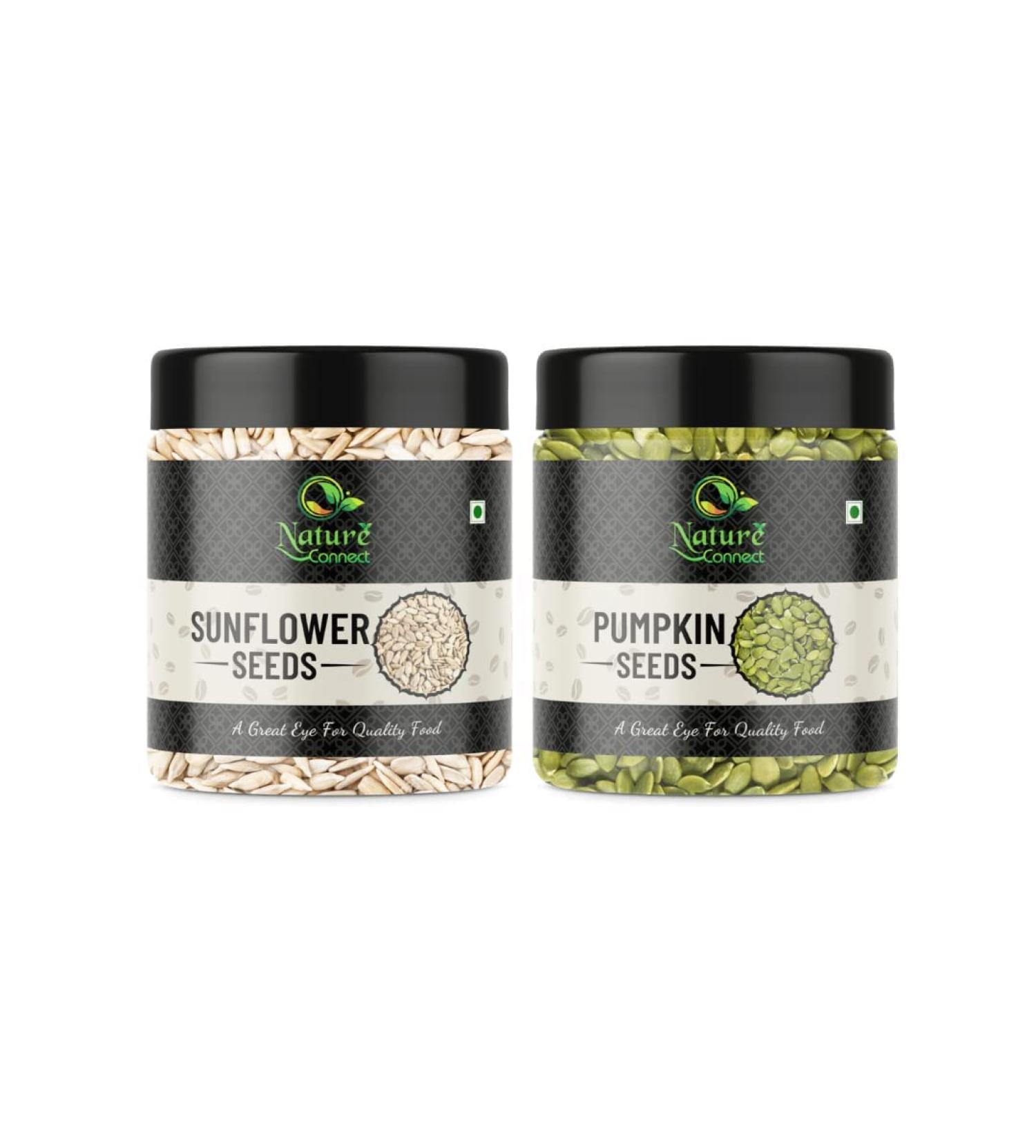 Nature Connect Combo Pack of 2 Raw Pumpkin Sunflower Seeds for Eating 250 gm Each Total 500 gm_Packing May Vary - Buy Online on GoSupps.com