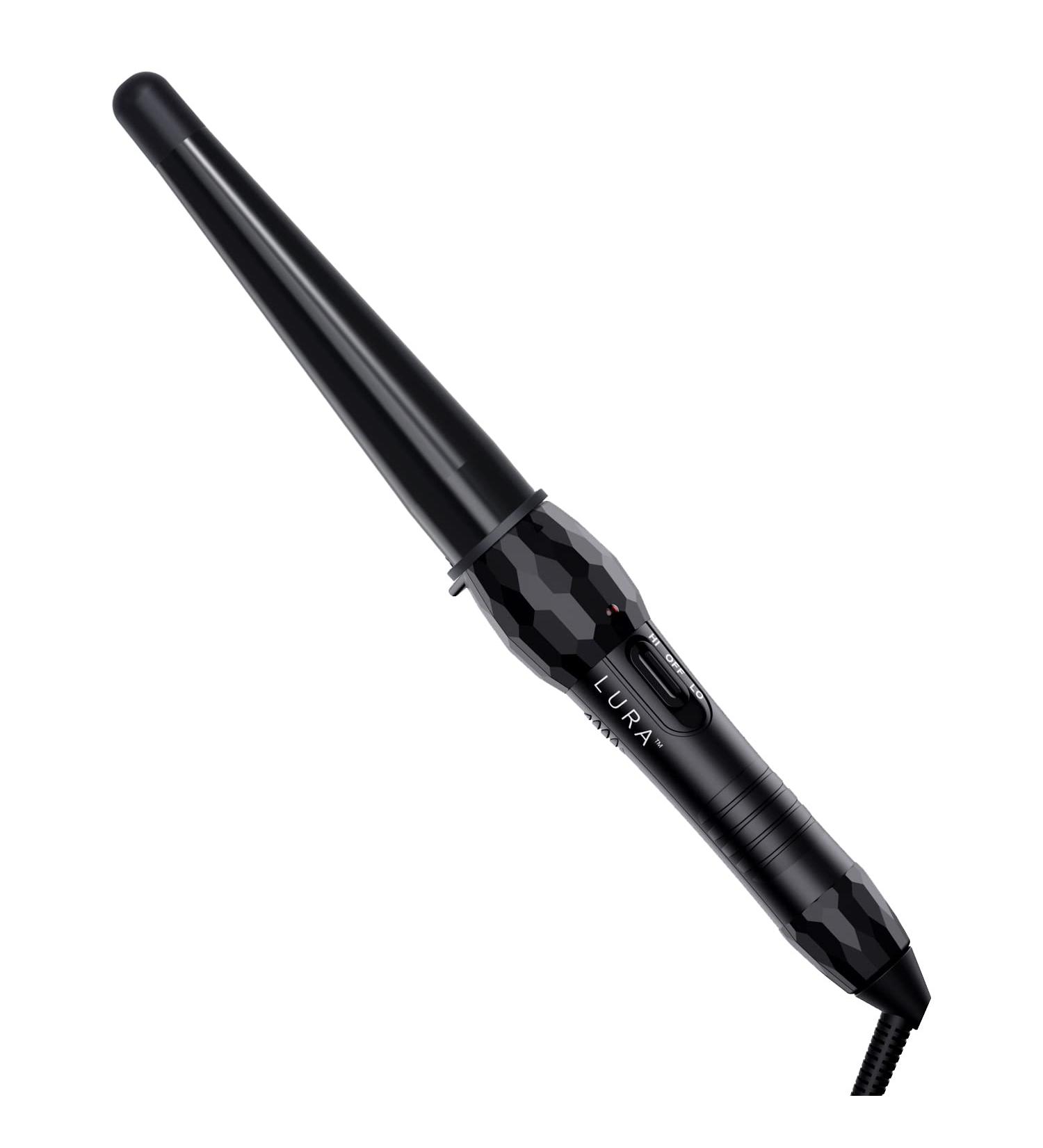 LURA Ceramic Tourmaline Coating Curling Wand 3/4-1 1/4 Inch - Black Curler with 2 Heat Settings - Suitable for All Hair Types - Buy Online on GoSupps.com