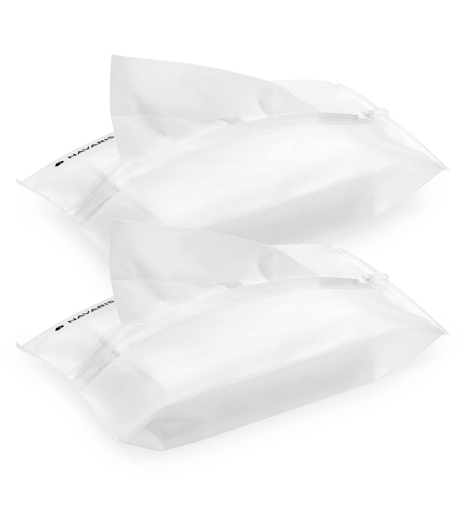 Navaris Wet Wipes Dispenser - Set of 2 | Portable Baby Wipe Holder Case | Refillable Travel Pouch Bag | Flushable Wipes Container - Opaque Transparent - Buy Online on GoSupps.com
