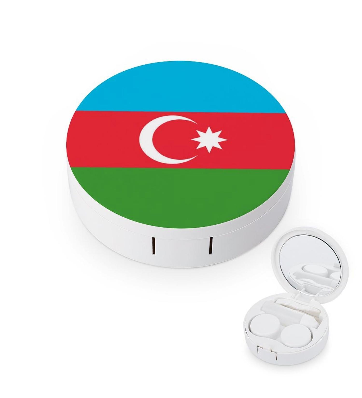 Buy Azerbaijan Flag Cute Contact Lens Case - Portable Round Storage Box with Mirror for Travel & Daily Use - Buy Online on GoSupps.com