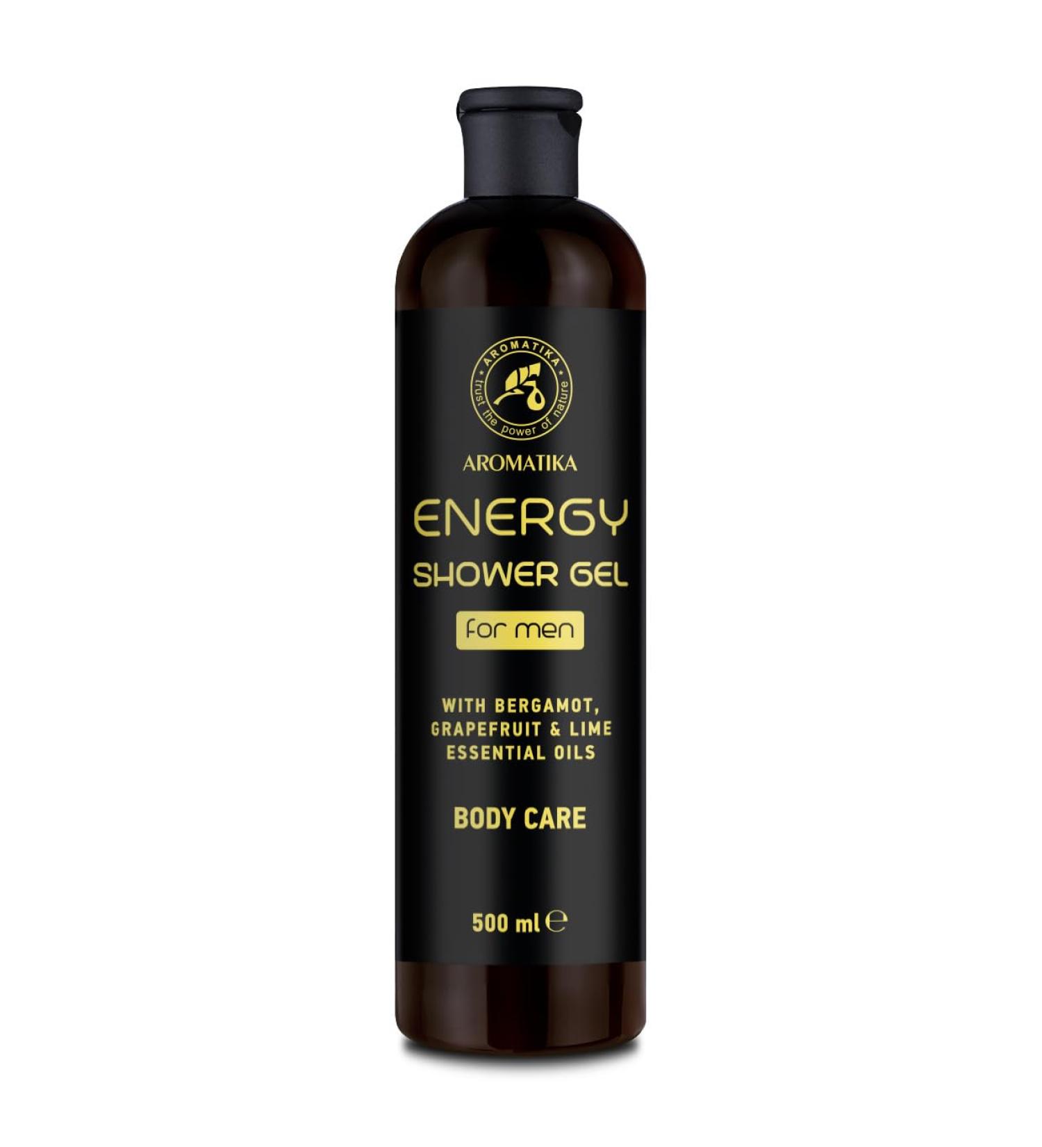 Shower Gel Energy 500ml - Shower Gel for Men - Gel with Bergamot Essential Oil - Grapefruit Essential Oil - Lime Essential Oil - Skin Care - Cleansing and Care - Fresh Fragrance - Body Wash for Him - Buy Online on GoSupps.com