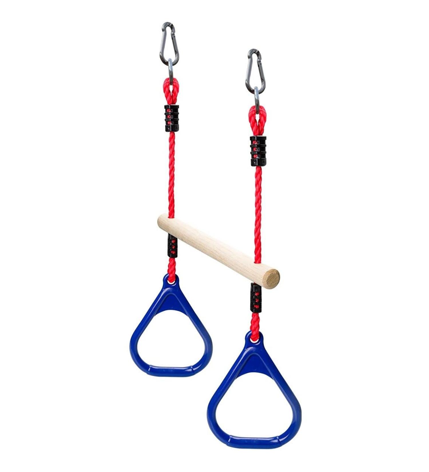 Lily's Things Trapeze Swing Bar with Gymnastic Rings - Ninja Warrior Accessories for Kids - Easy Attachment to Home Playground Equipment - Buy Online on GoSupps.com