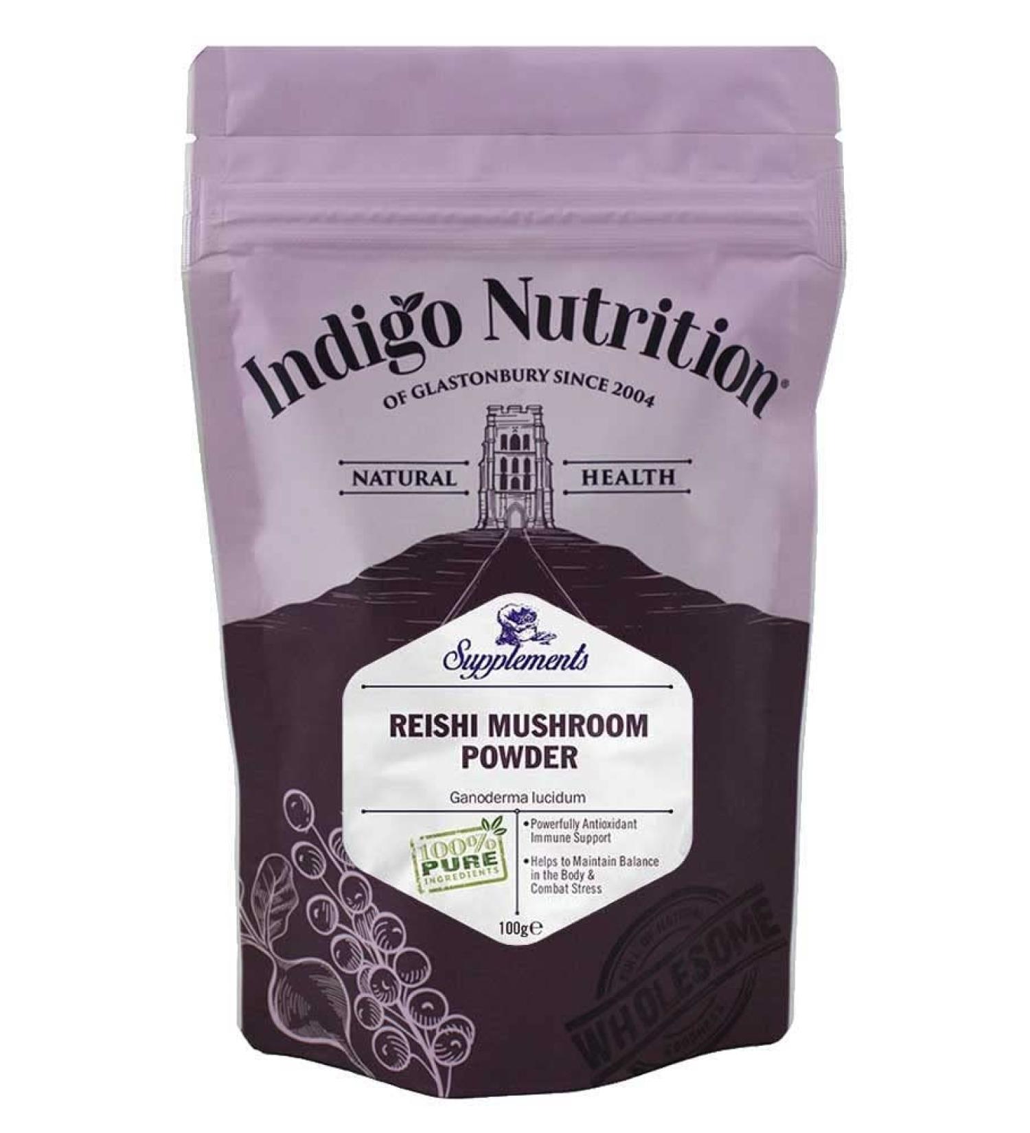 Indigo Herbs Reishi Mushroom Powder (Ganoderma lucidum) 100g - Buy Online on GoSupps.com