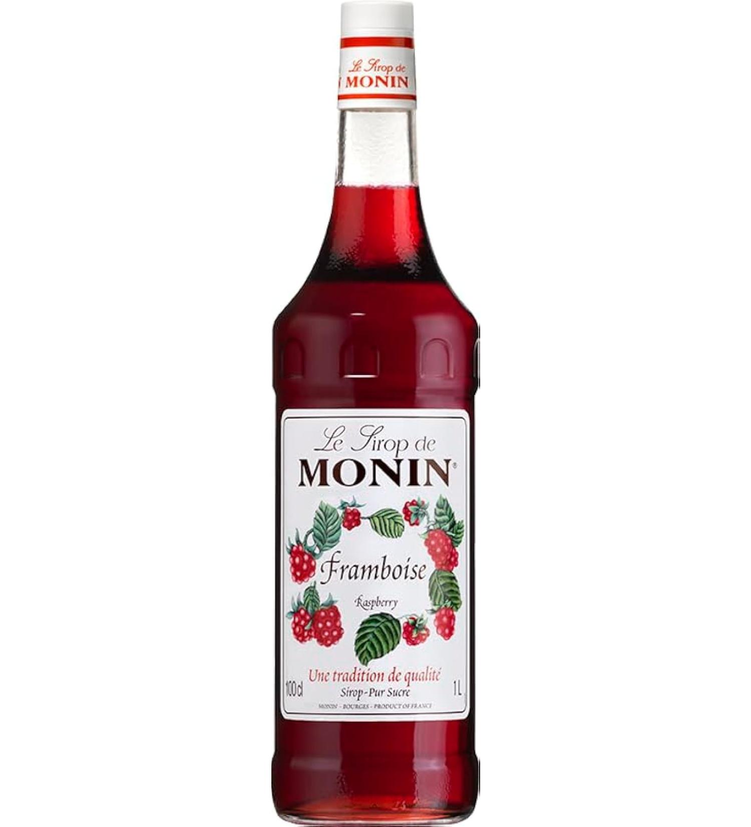 MONIN Raspberry Syrup for Cocktail, Lemonade and Soda - Natural Flavours - 1L